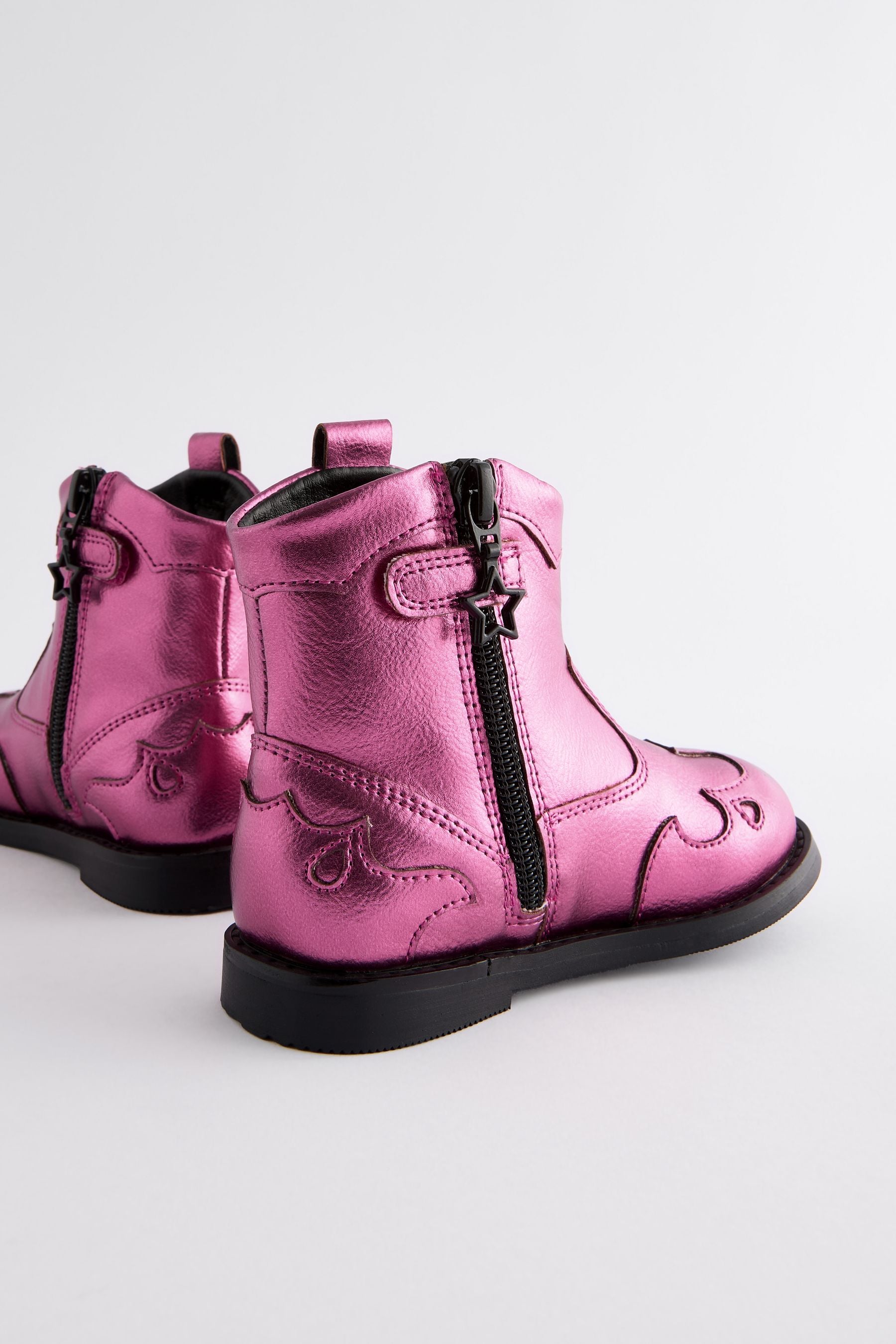 Pink Metallic Western Boots