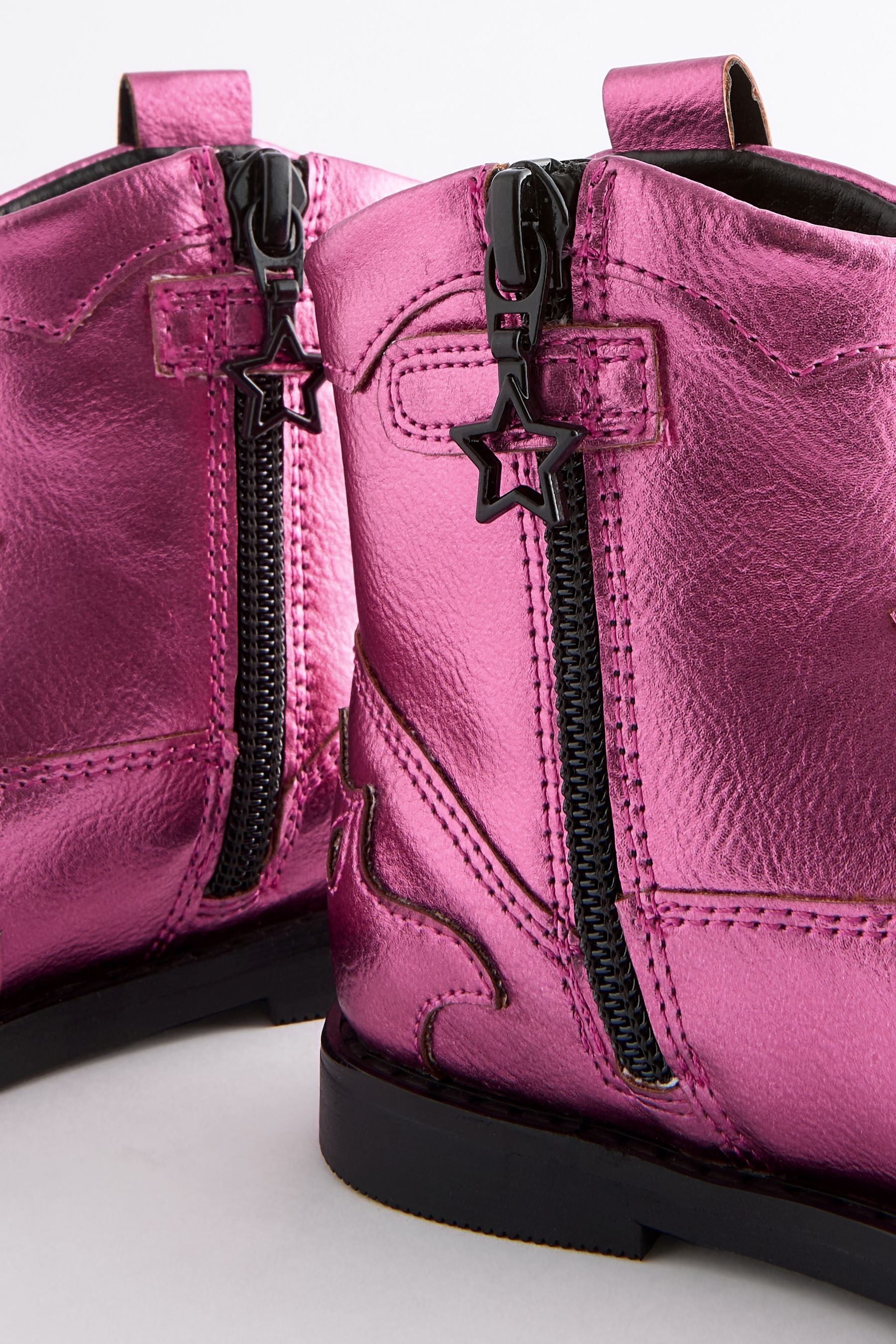 Pink Metallic Western Boots