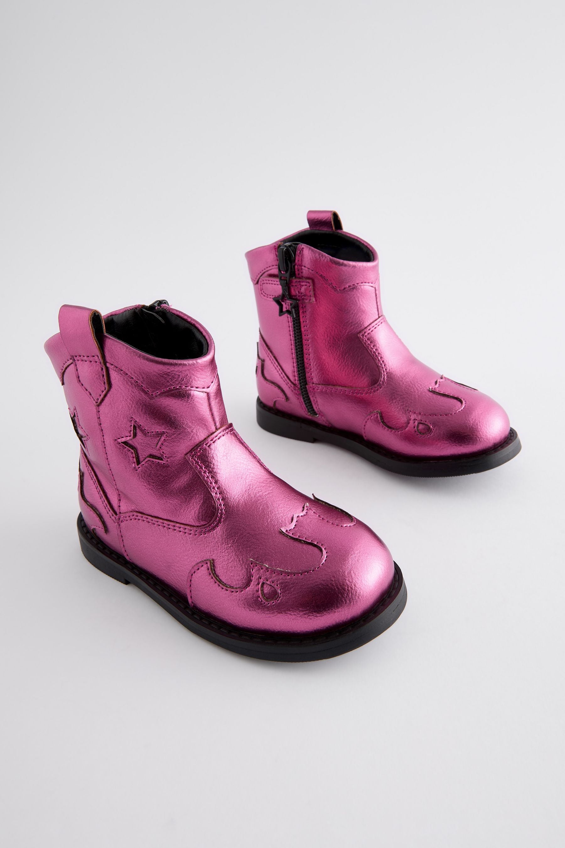 Pink Metallic Western Boots