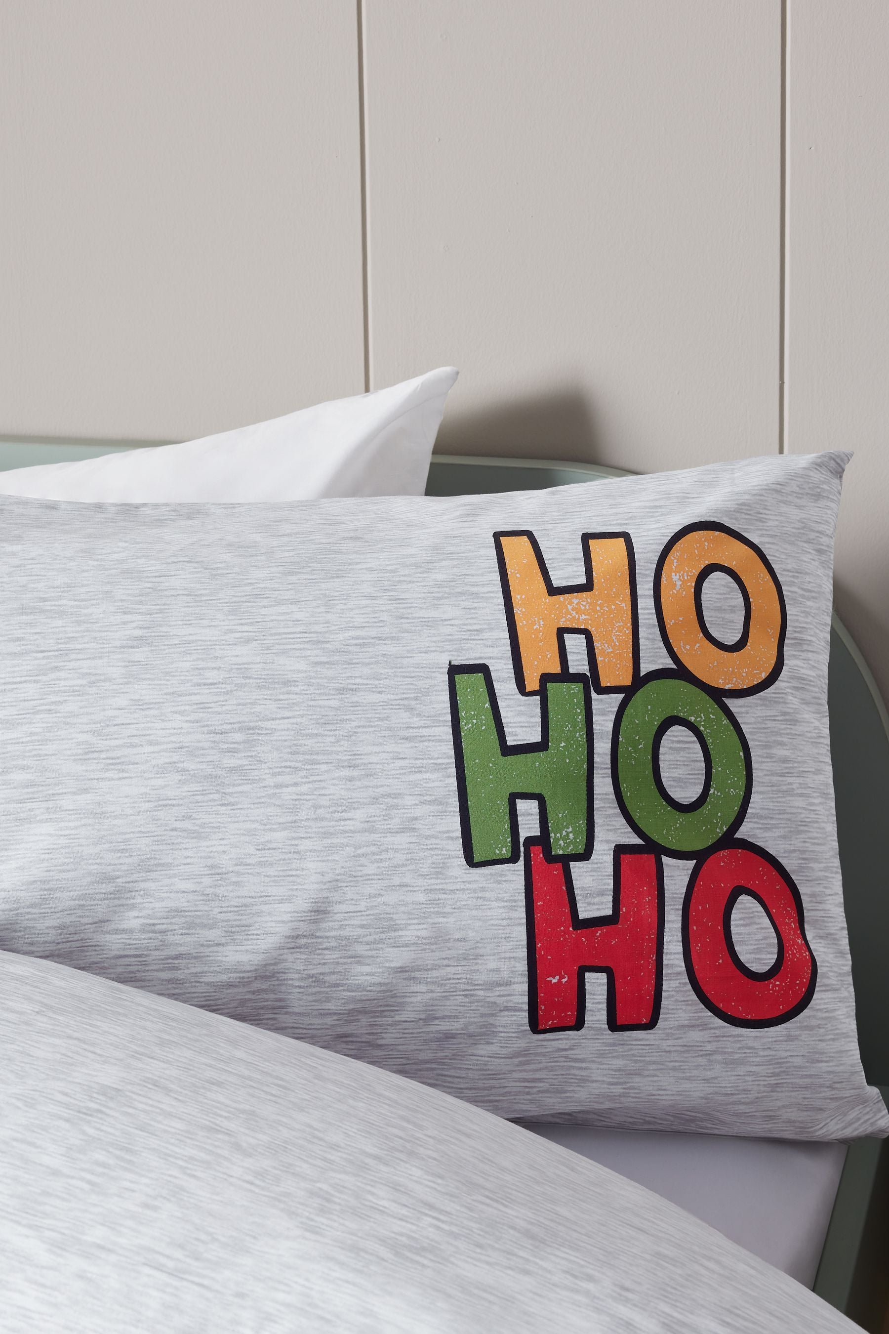 Grey Santa Christmas Duvet Cover and Pillowcase Set