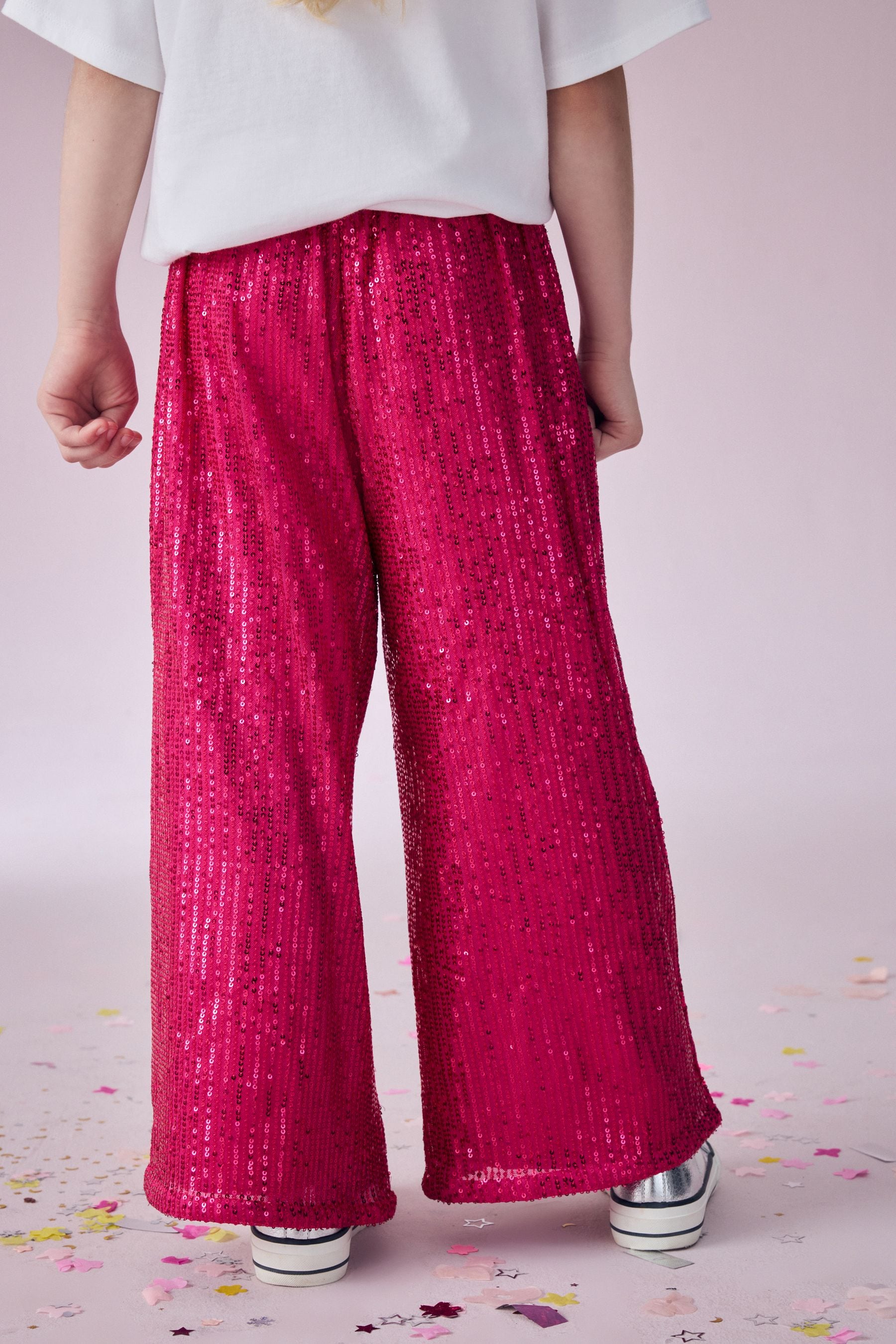 Pink Wide Leg Sequin Trousers (3-16yrs)