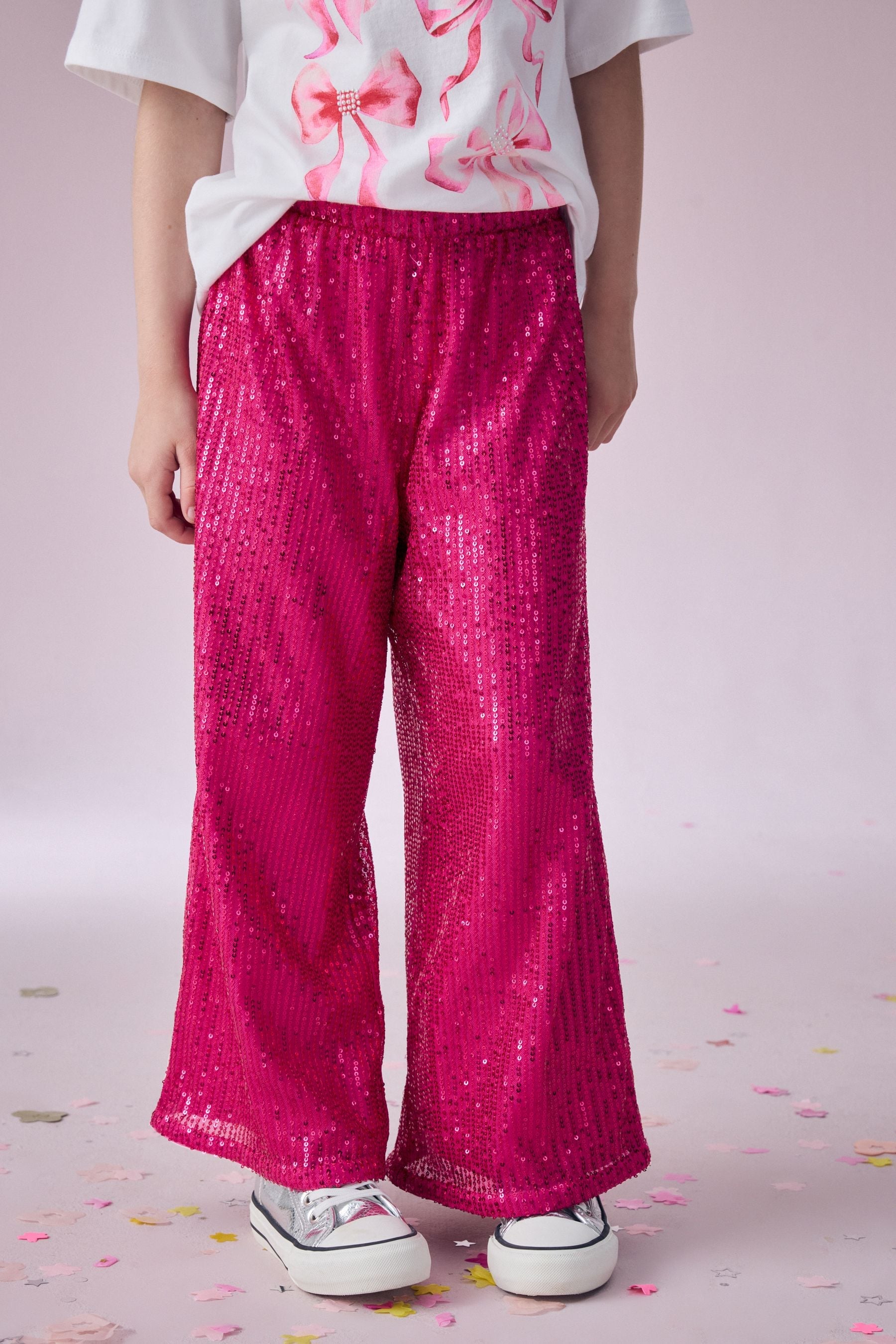 Pink Wide Leg Sequin Trousers (3-16yrs)