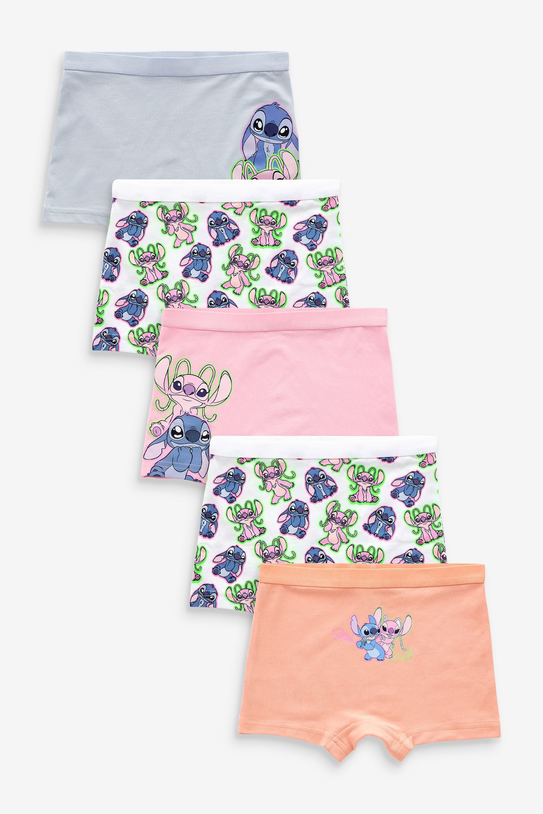 Pink/Blue Lilo And Stitch Shorts Briefs 5 Pack (2-16yrs)