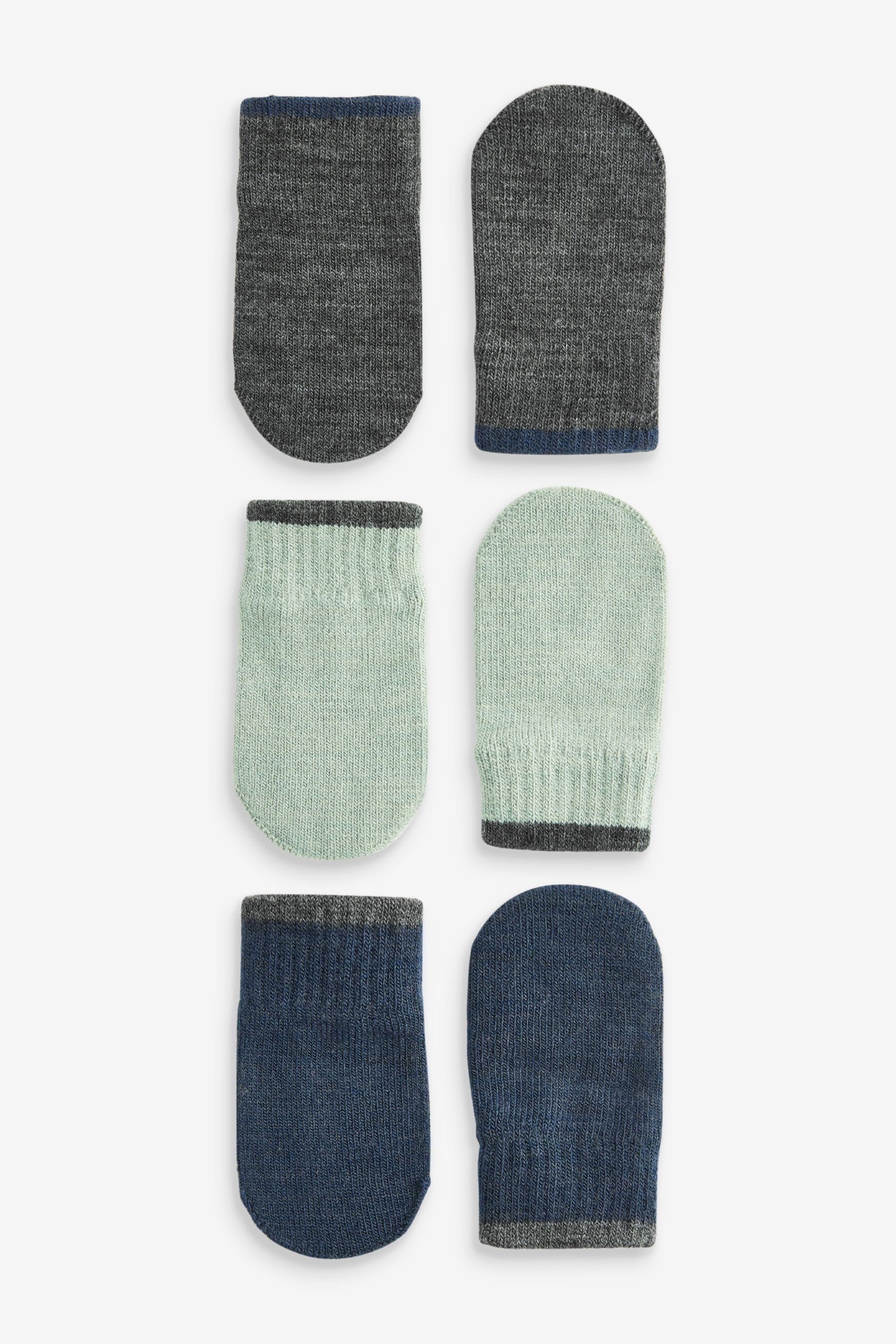 Sage Green, Navy & Charcoal 3 Pair Magic Mittens Set (3mths-6yrs)