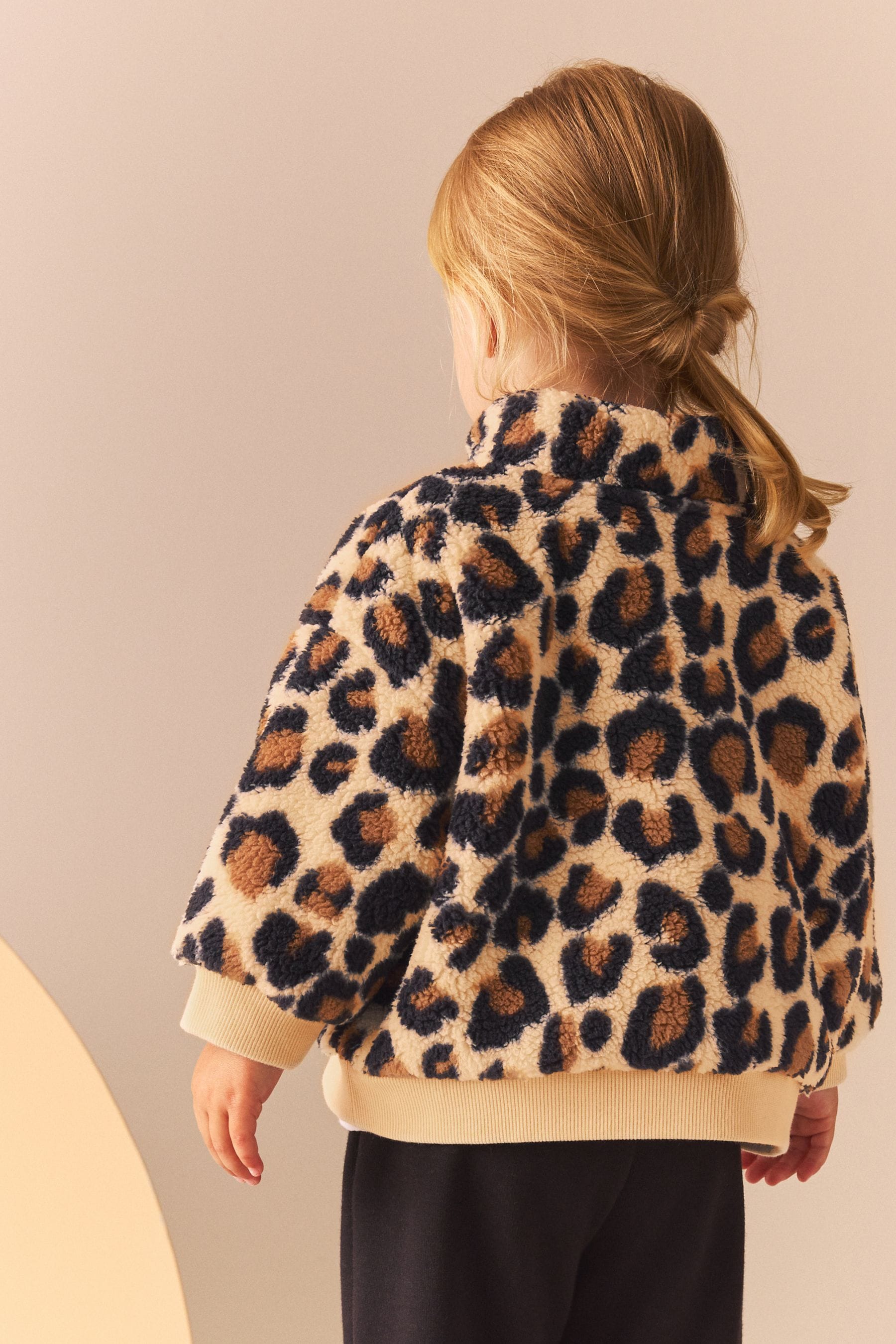 Animal Print Borg Fleece Half Zip Top (3mths-7yrs)