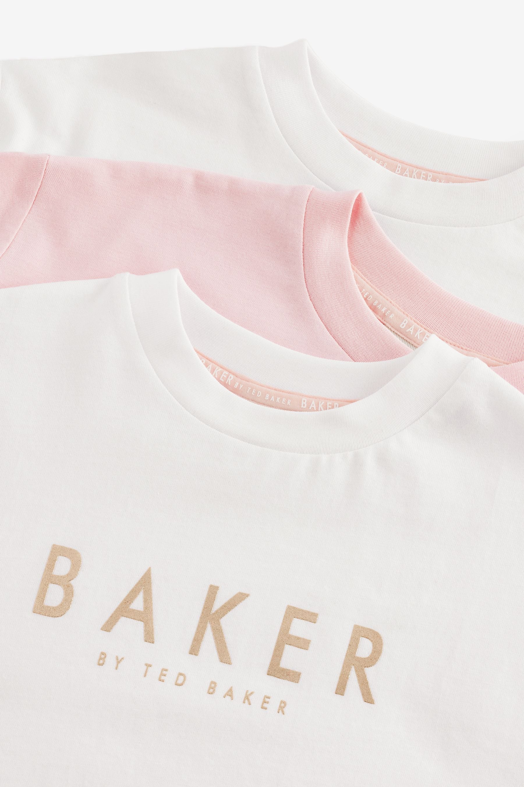 Baker by Ted Baker Pink/White 100% Cotton T-Shirts 5 Pack