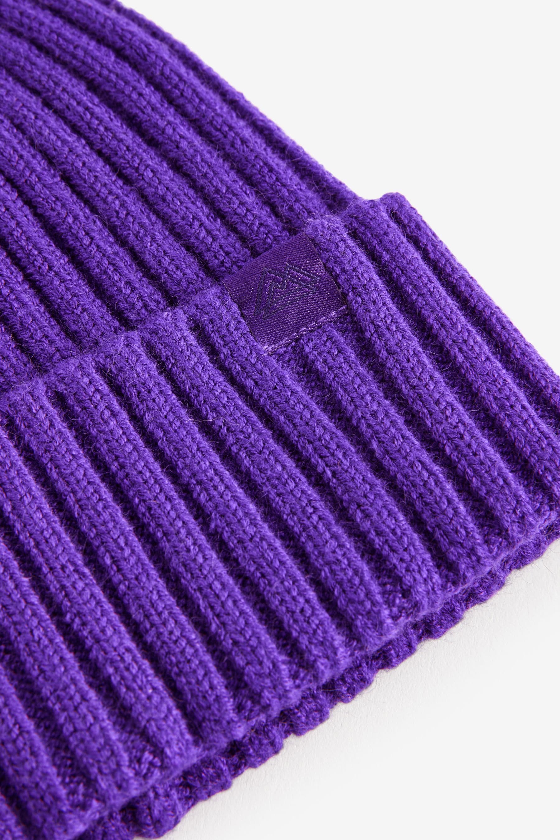 Purple Knitted Beanie Hat (1-16yrs)