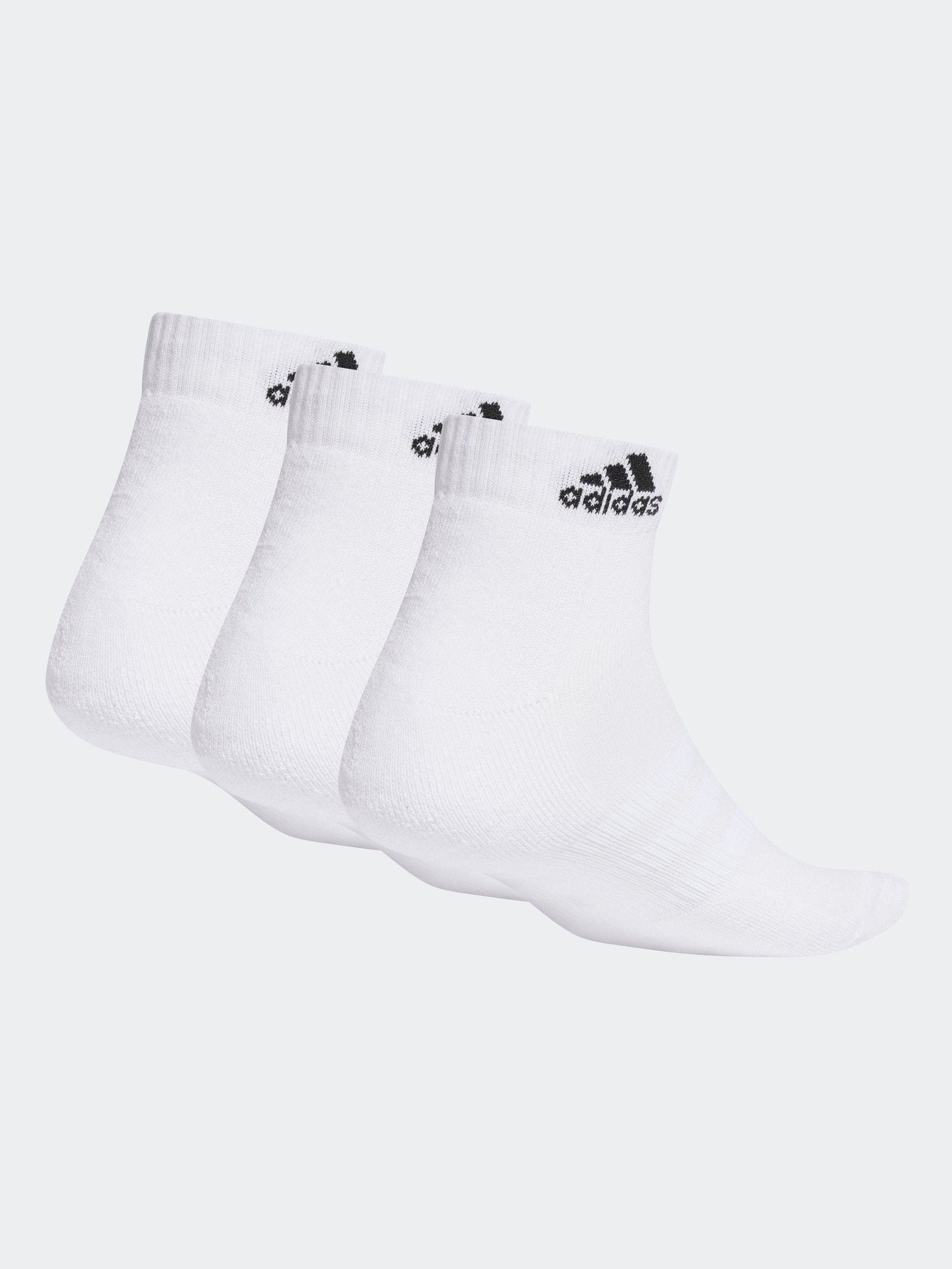 adidas White Chrome Cushioned Sportswear Ankle Socks 3 Pack