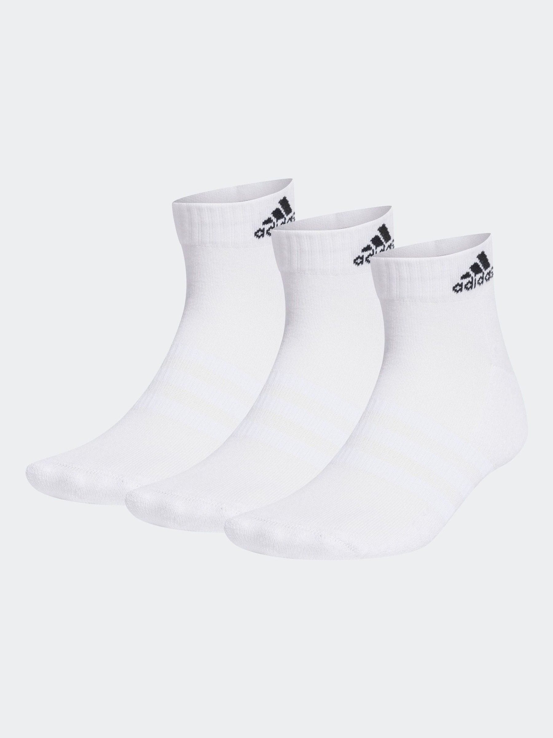 adidas White Chrome Cushioned Sportswear Ankle Socks 3 Pack