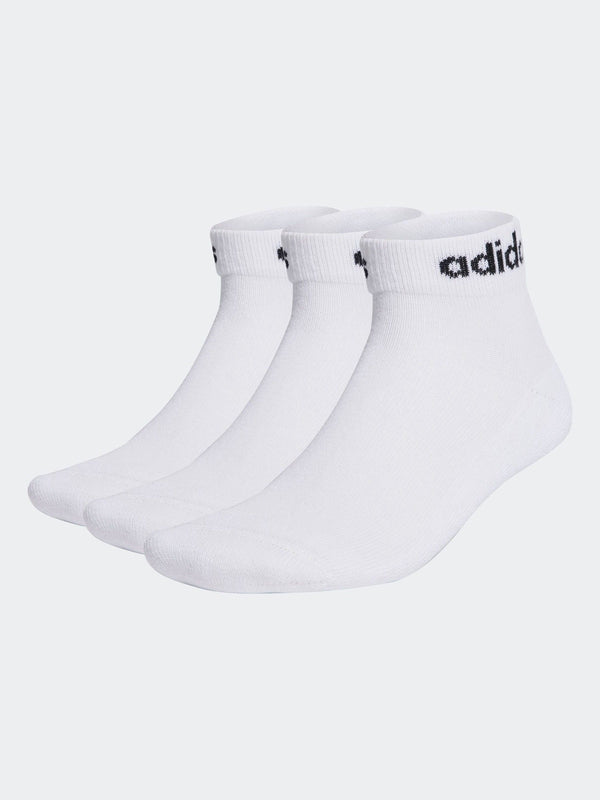 adidas White/Black Linear Ankle Cushioned Socks 3 Pack