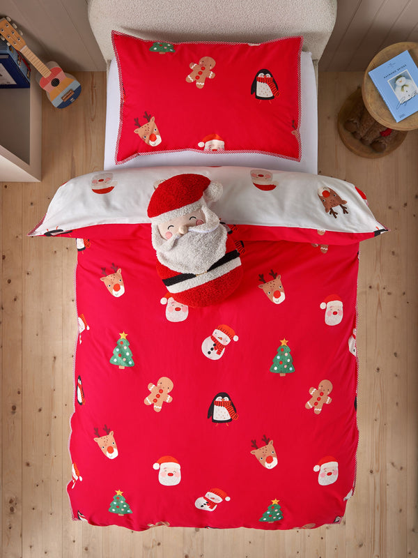 Red Santa Christmas Duvet Cover and Pillowcase Set