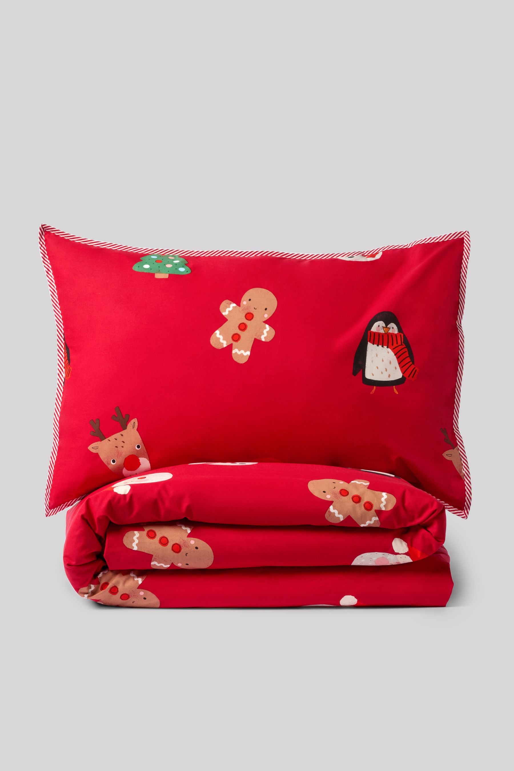 Red Santa Christmas Duvet Cover and Pillowcase Set