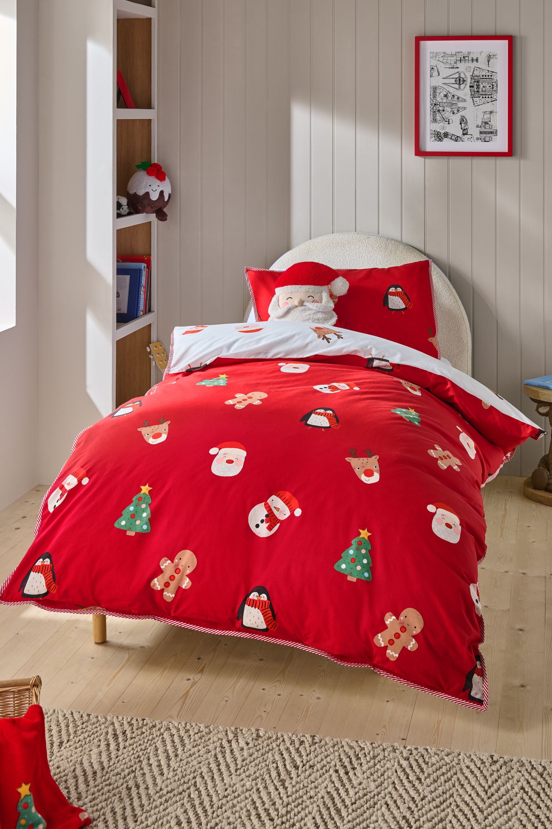 Red Santa Christmas Duvet Cover and Pillowcase Set