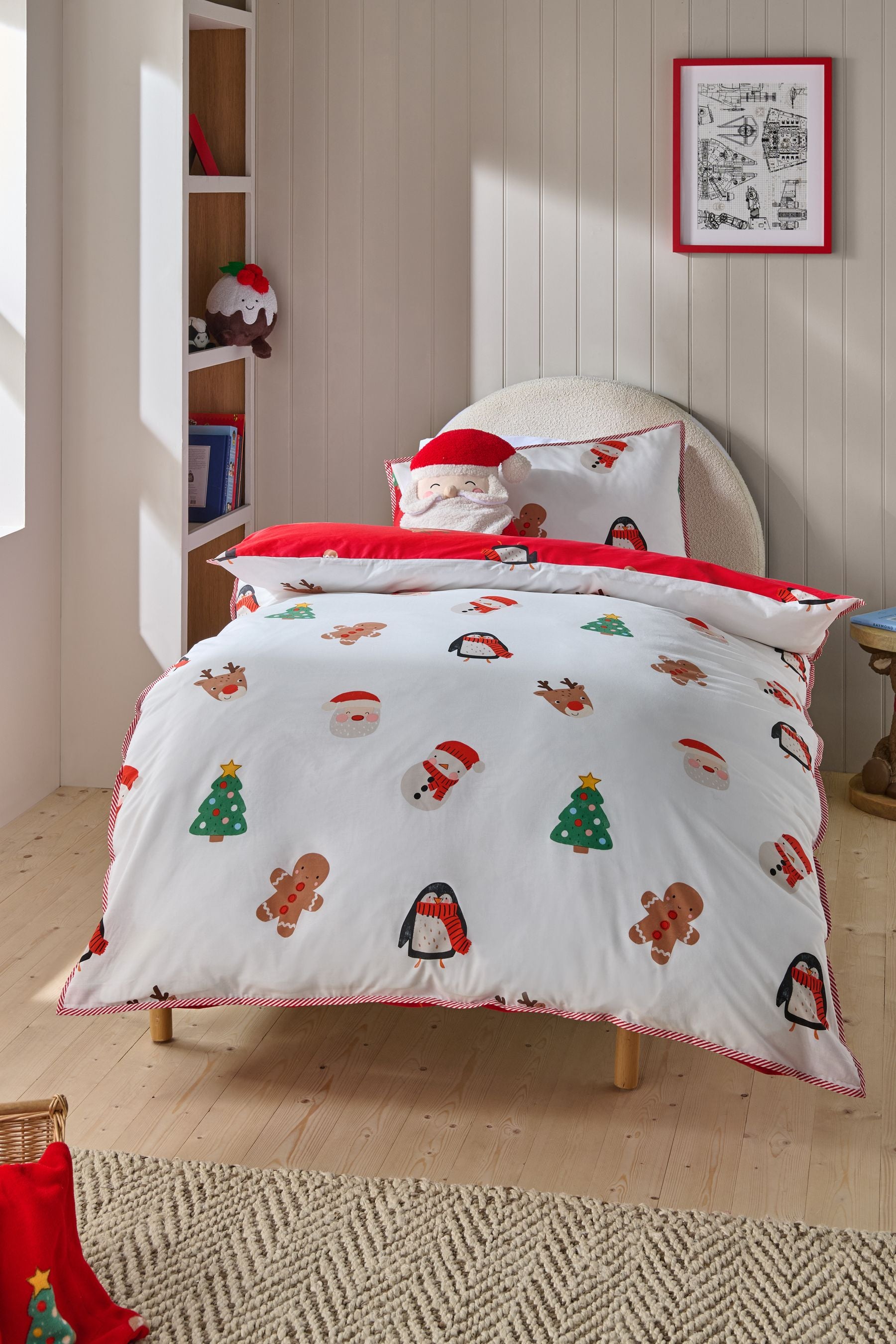 Red Santa Christmas Duvet Cover and Pillowcase Set