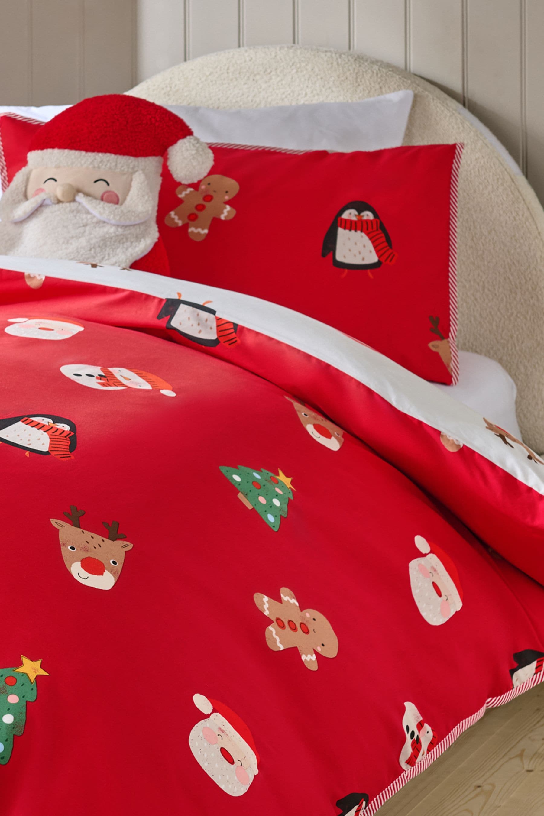 Red Santa Christmas Duvet Cover and Pillowcase Set