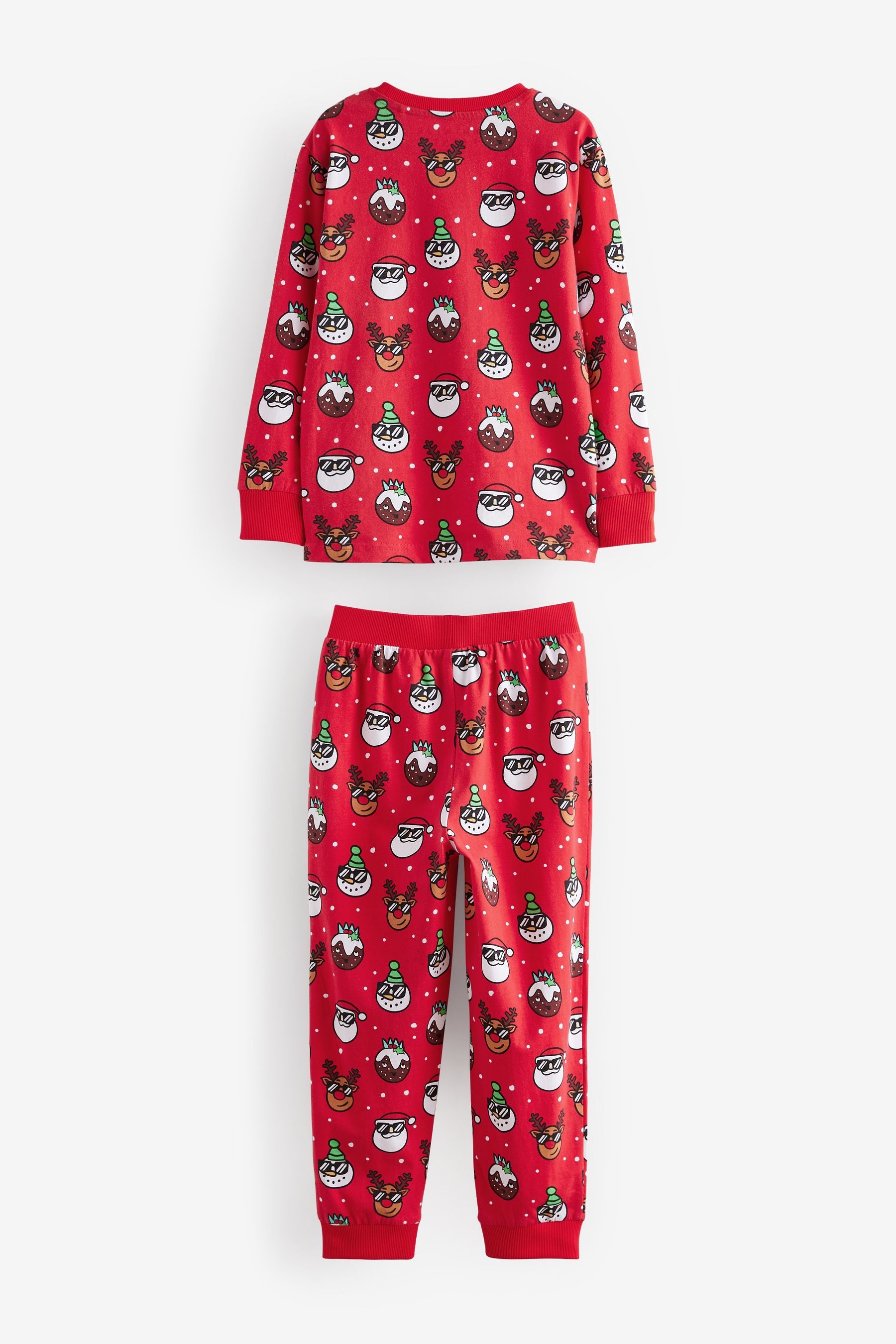 Red Christmas Character Single Long Sleeve 100% Cotton Pyjamas (3-16yrs)