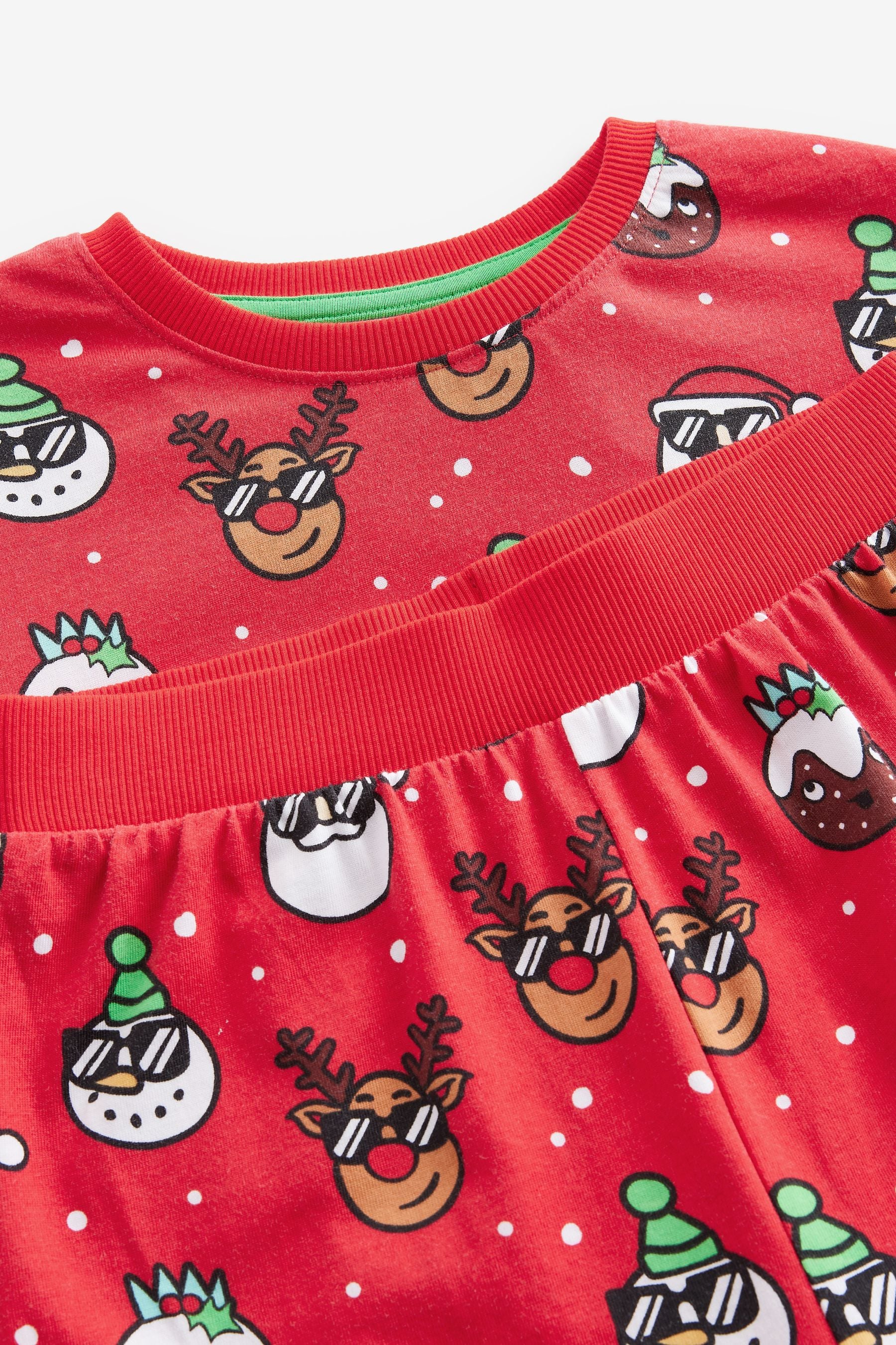 Red Christmas Character Single Long Sleeve 100% Cotton Pyjamas (3-16yrs)