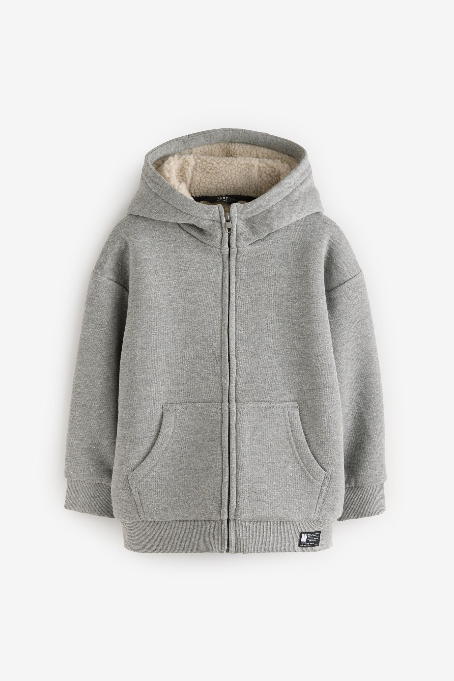 Charcoal Grey Fleece Lined Zip Through Hoodie (3-16yrs)