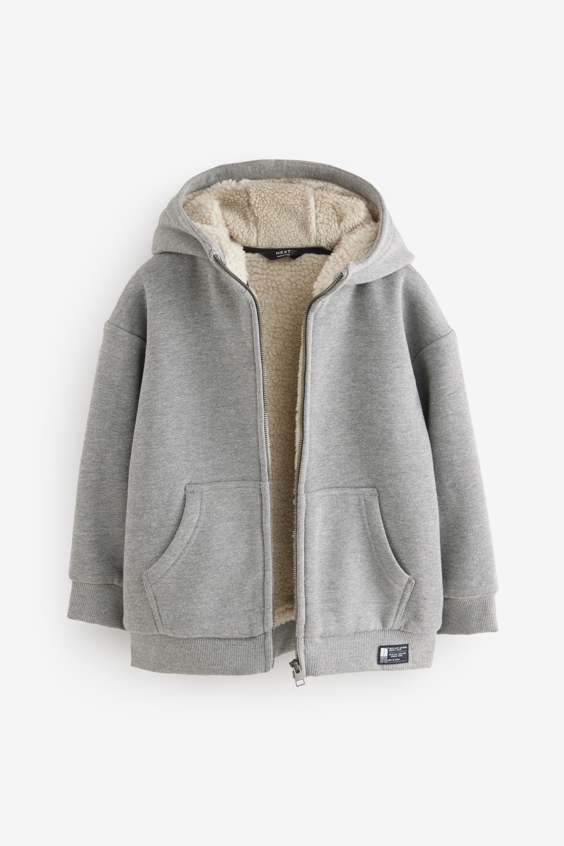 Charcoal Grey Fleece Lined Zip Through Hoodie (3-16yrs)