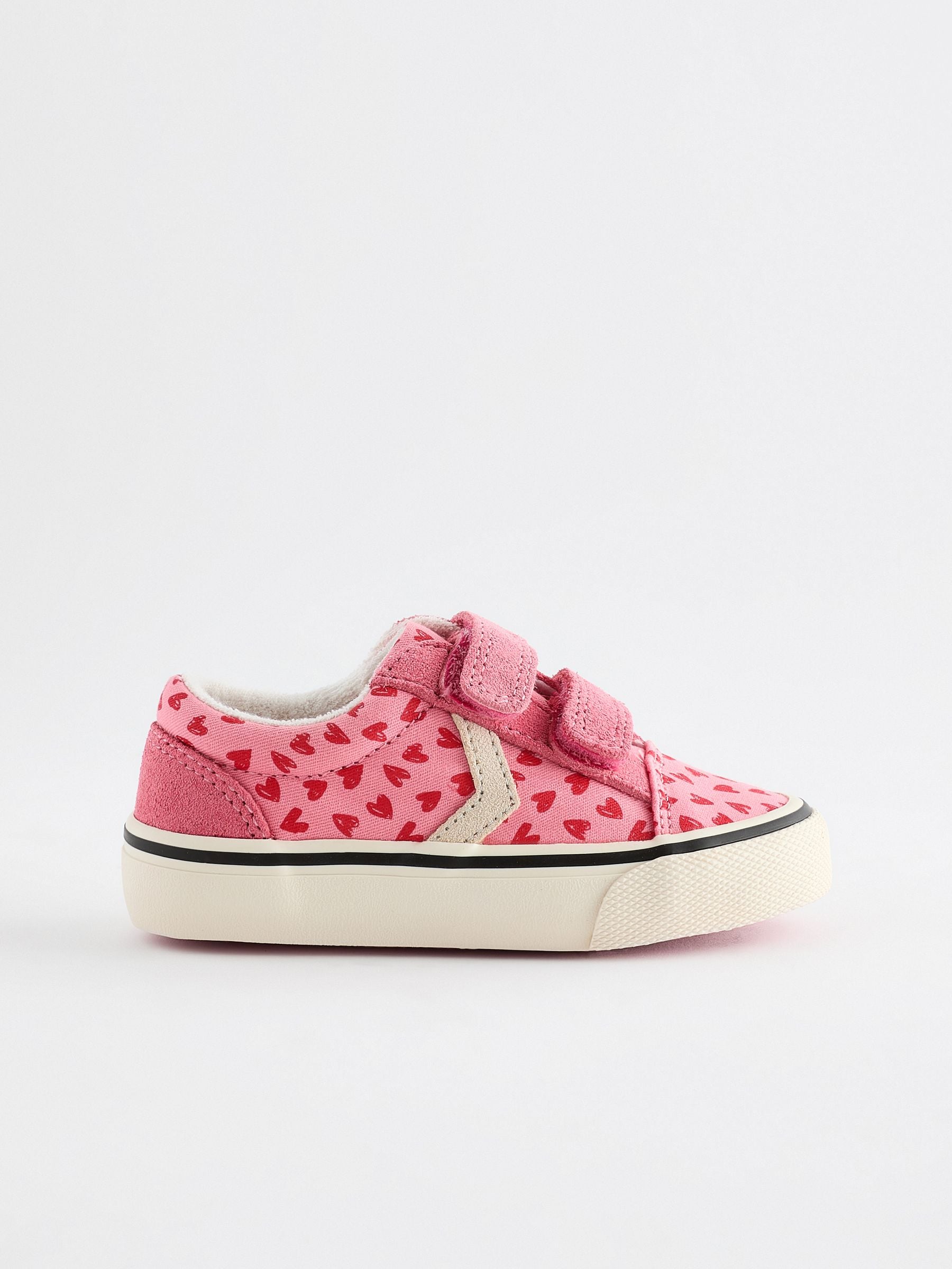 Pink Heart Touch Fasten Strap Printed Trainers