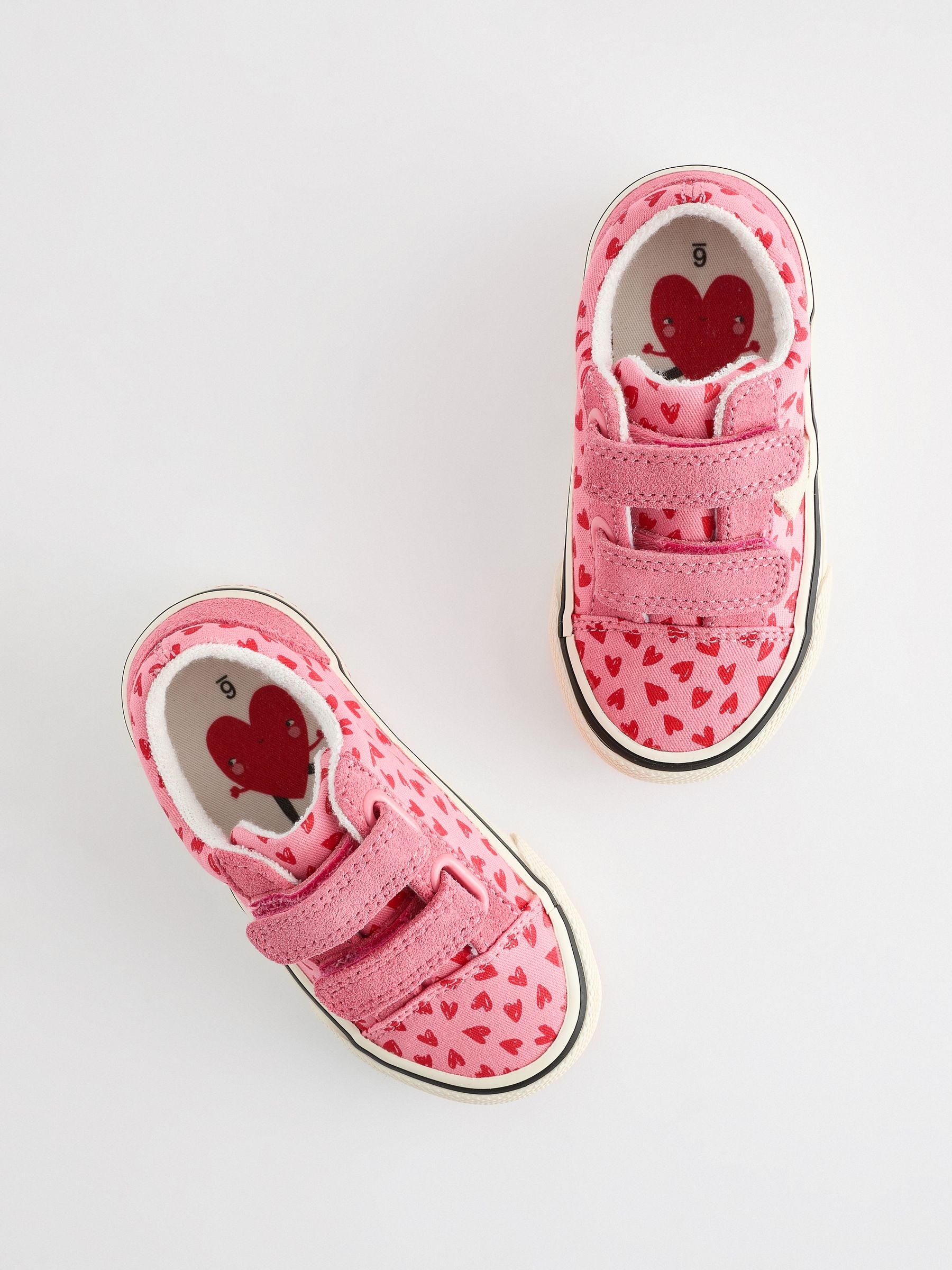 Pink Heart Touch Fasten Strap Printed Trainers