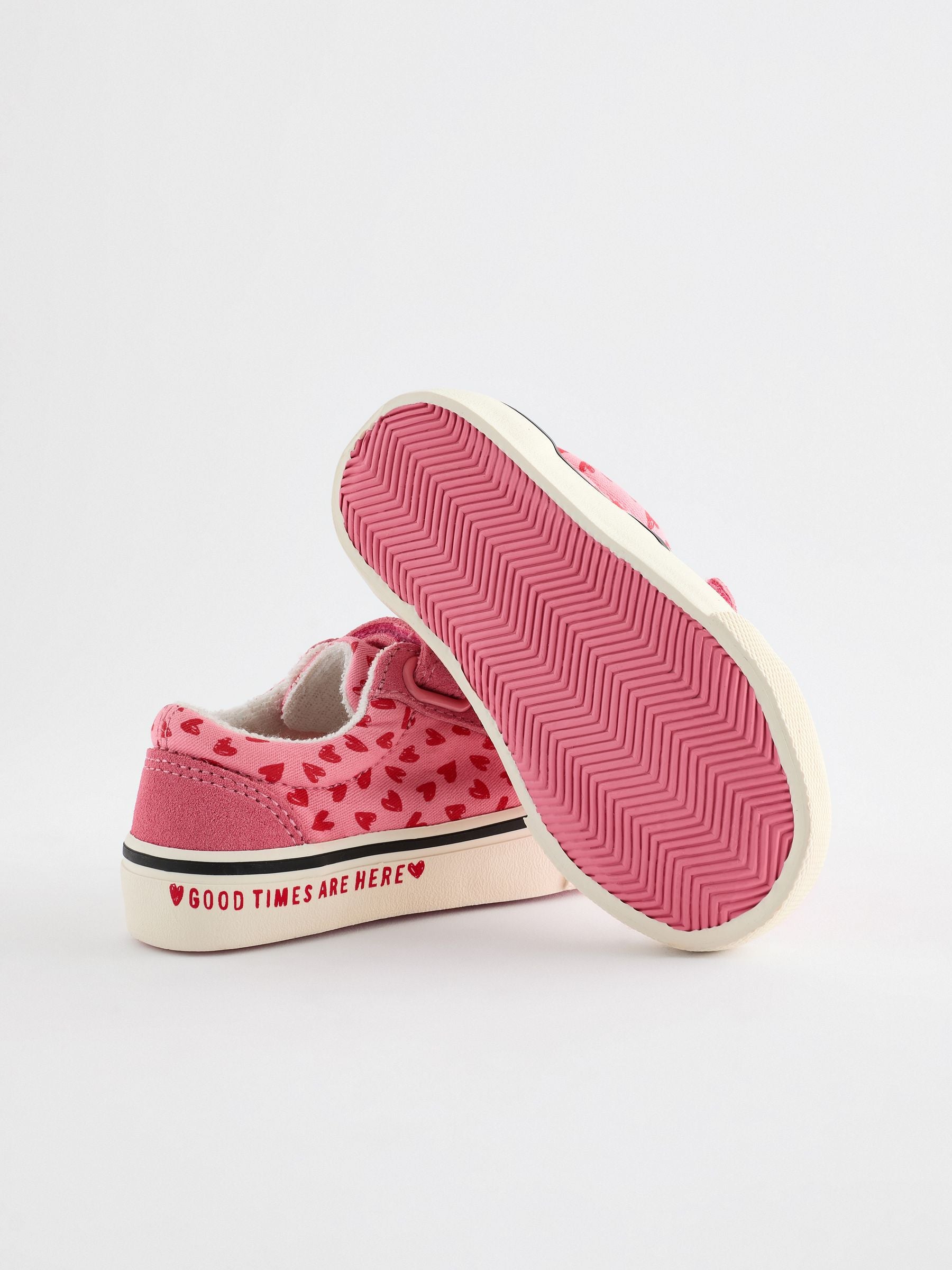 Pink Heart Touch Fasten Strap Printed Trainers