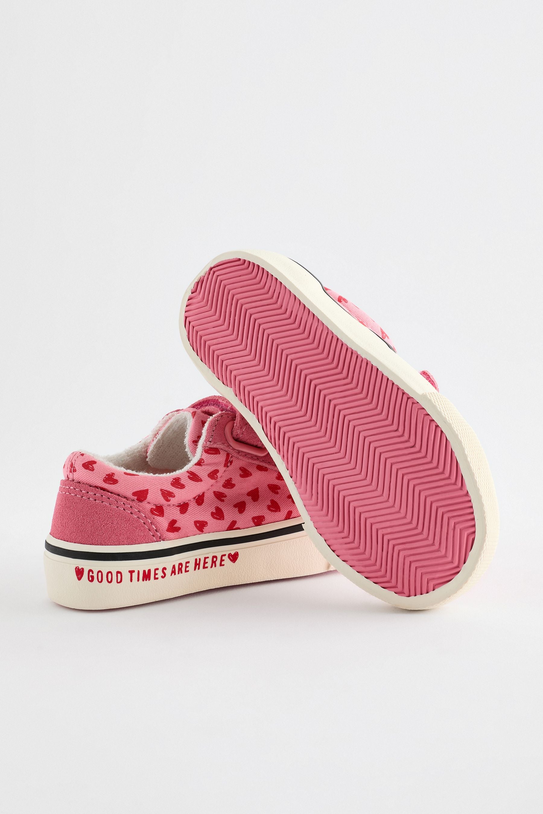 Pink Heart Printed Trainers