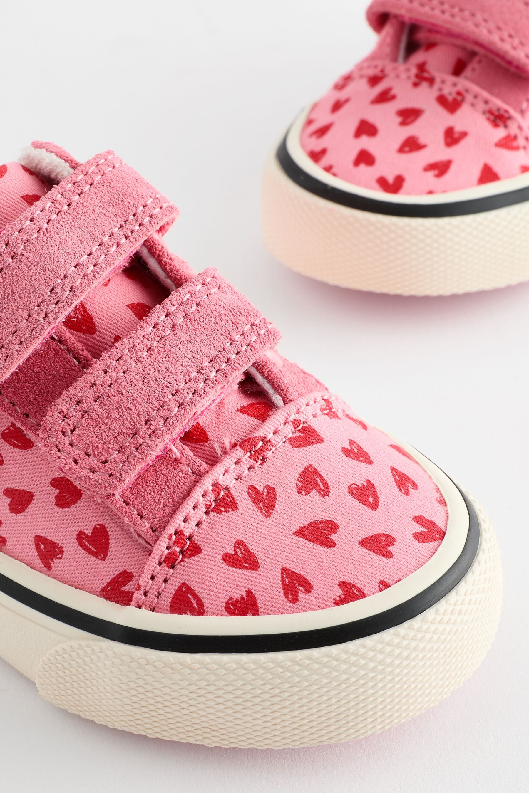 Pink Heart Touch Fasten Strap Printed Trainers