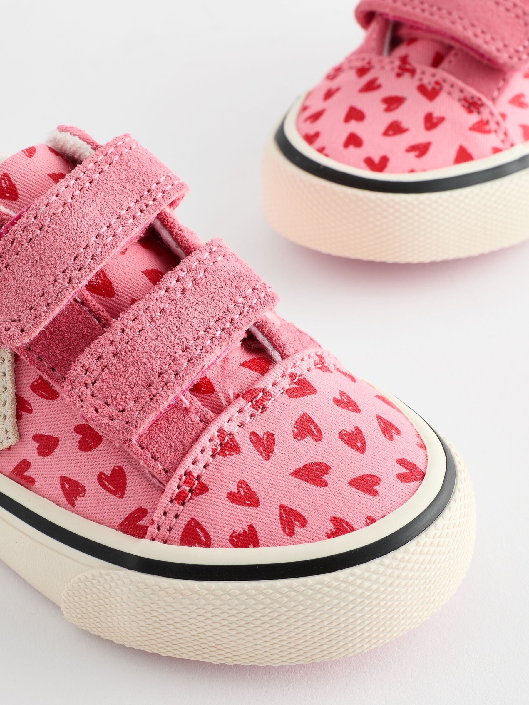 Pink Heart Touch Fasten Strap Printed Trainers