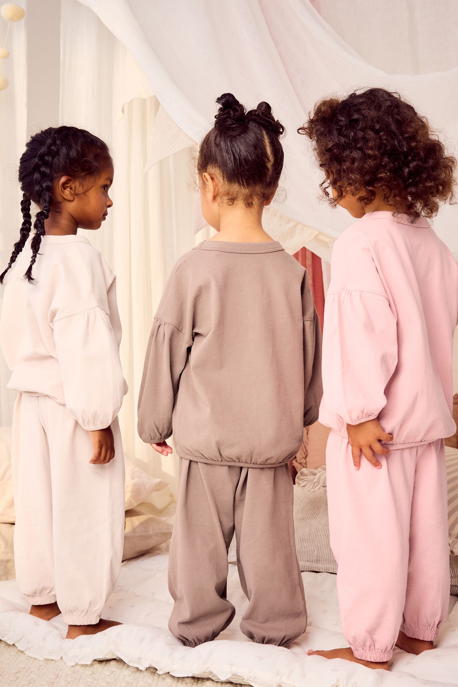 Neutral/ Pink Character Jogger 100% Cotton Pyjamas 3 Pack (9mths-11yrs)