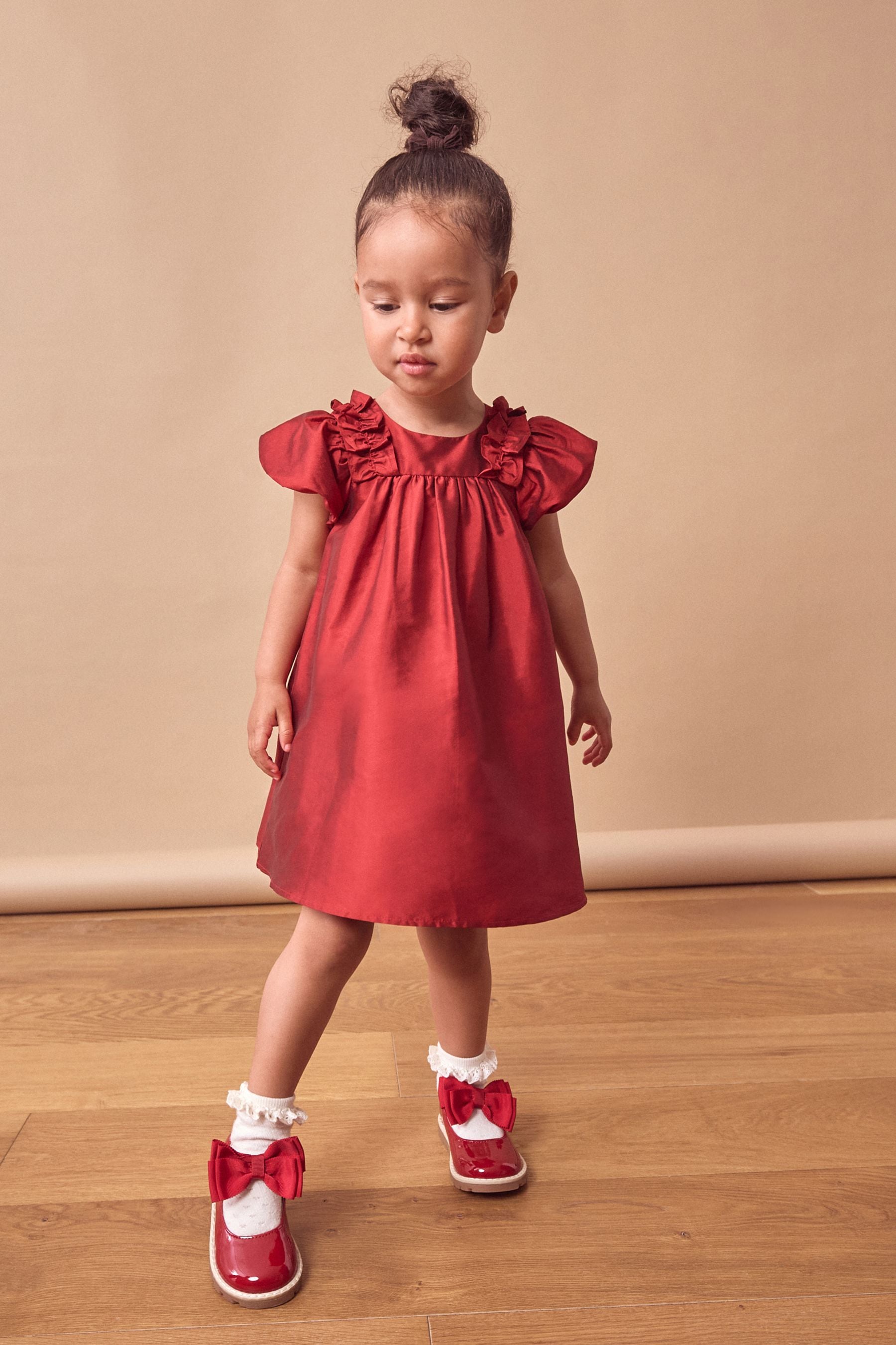 Red Taffeta Ruffle Party Dress (3mths-8yrs)