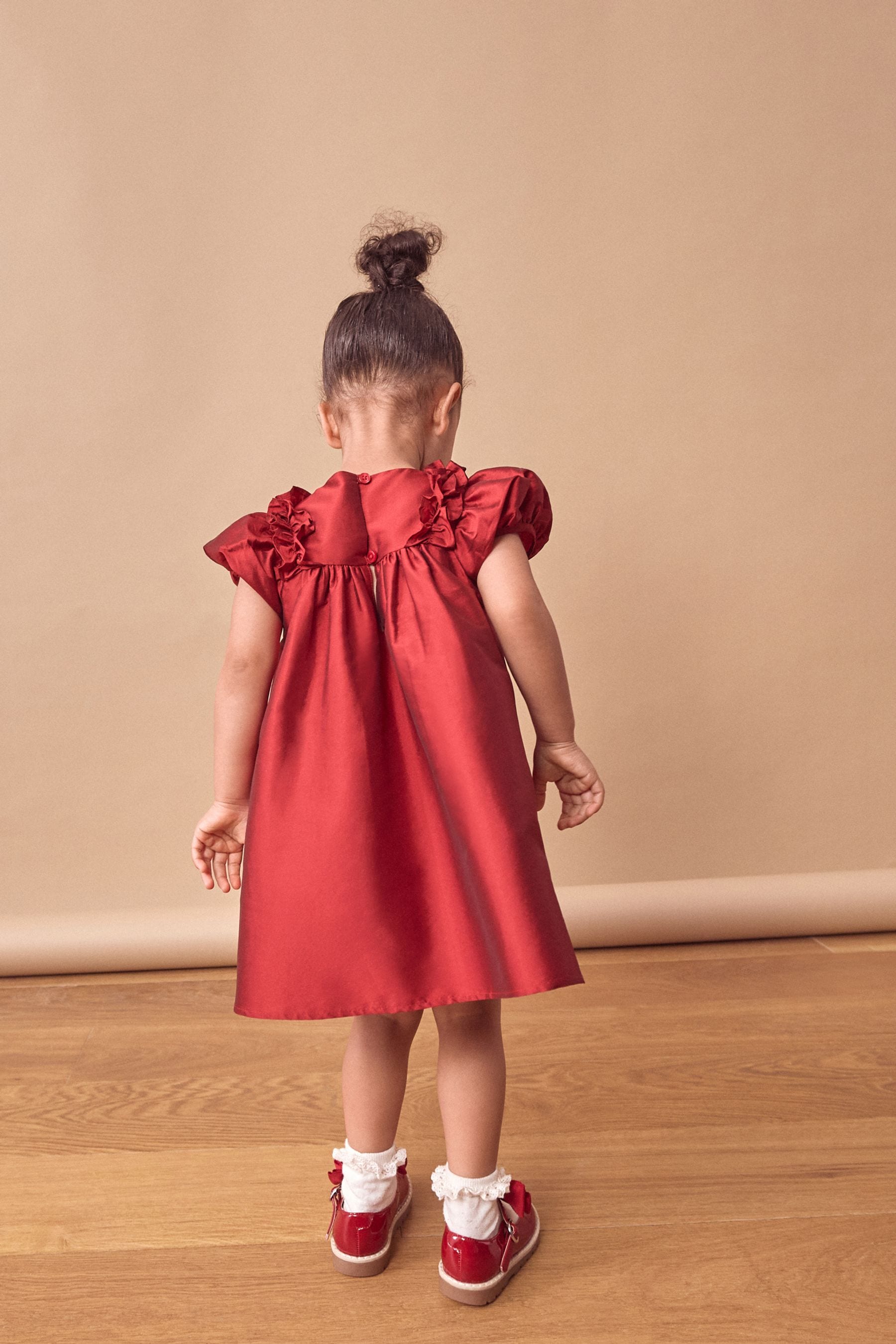 Red Taffeta Ruffle Party Dress (3mths-8yrs)