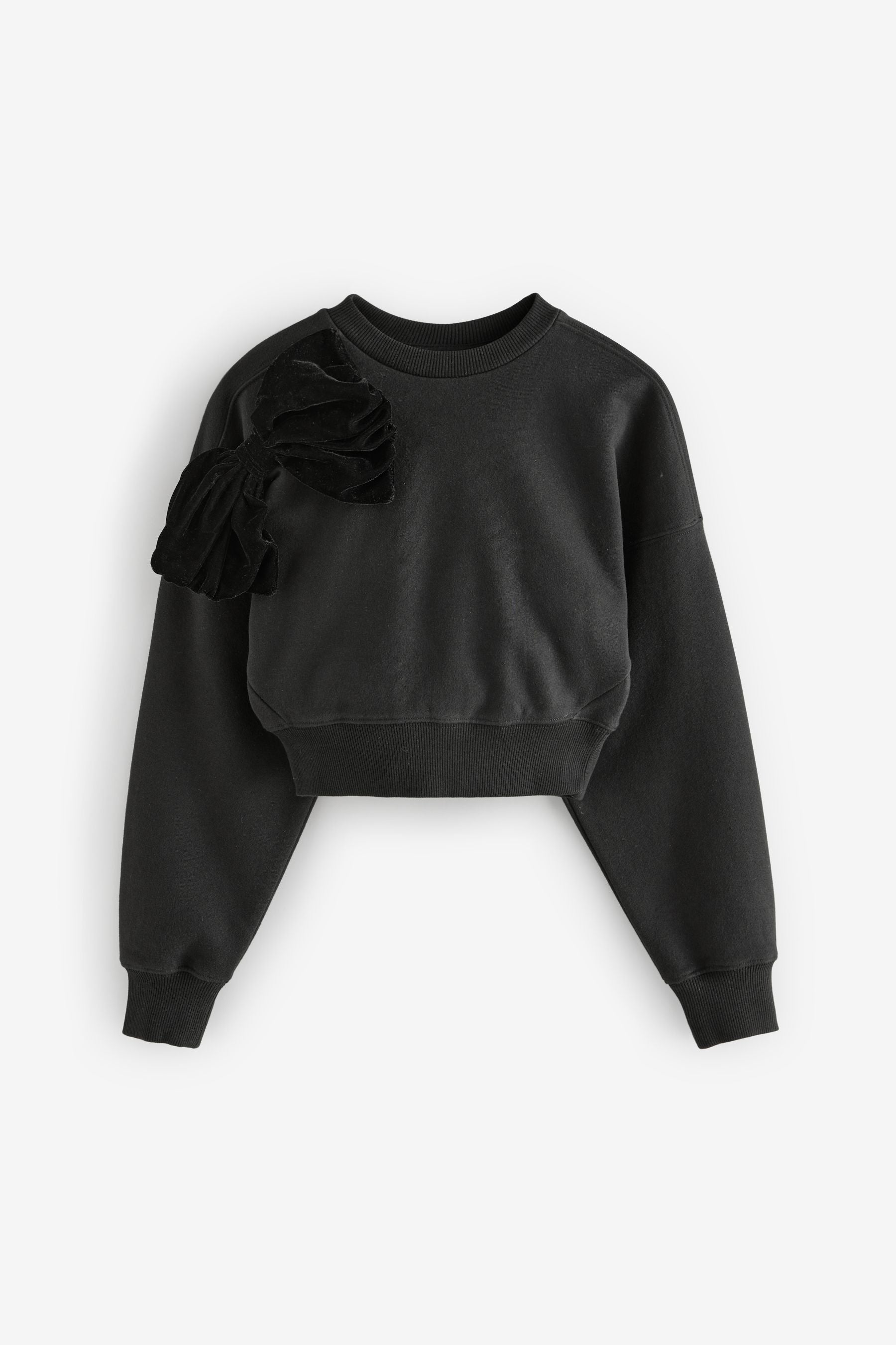 Black Velour Bow Sweatshirt (3-16yrs)