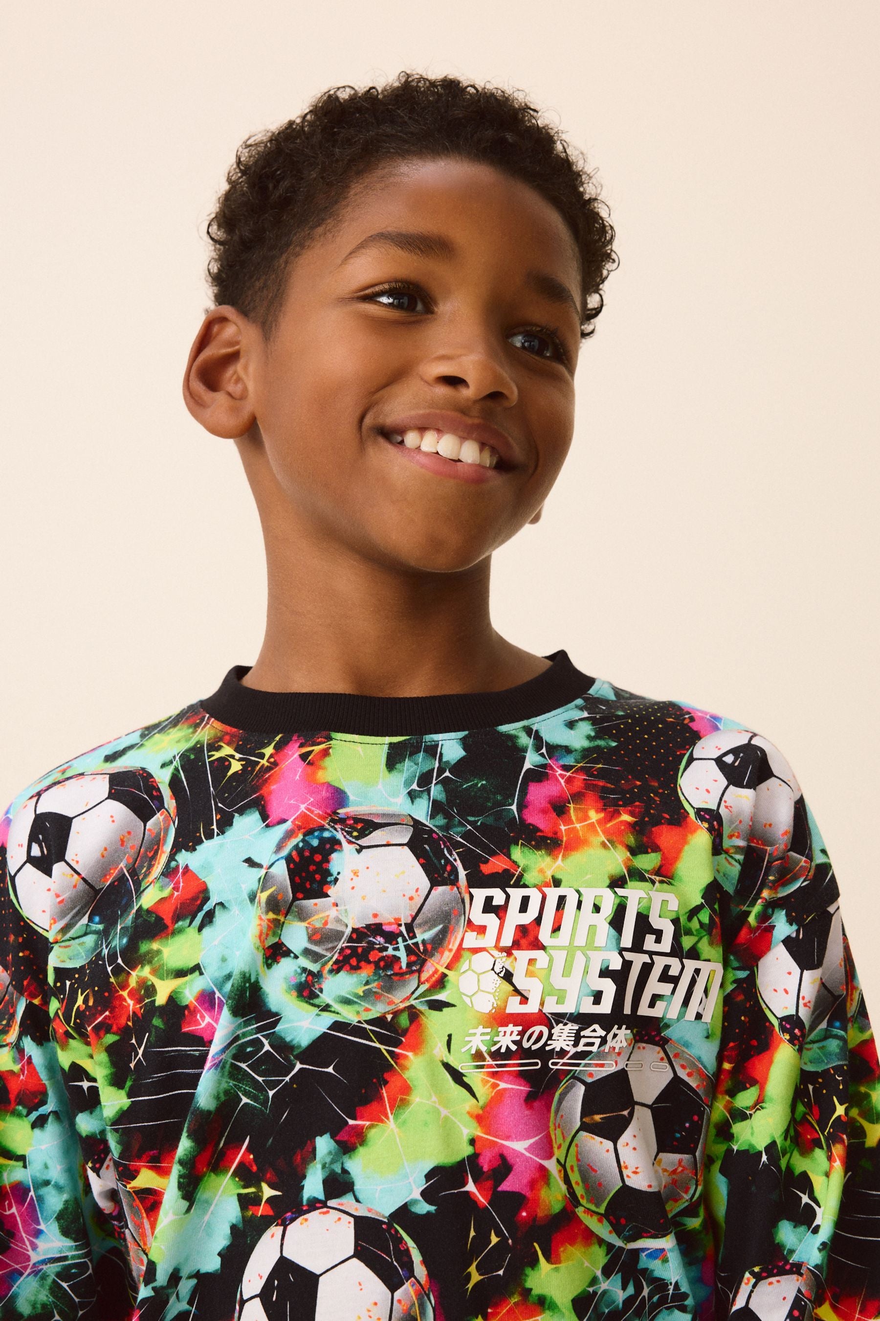 Multi Bright Football Single 100% Cotton Pyjamas (3-16yrs)