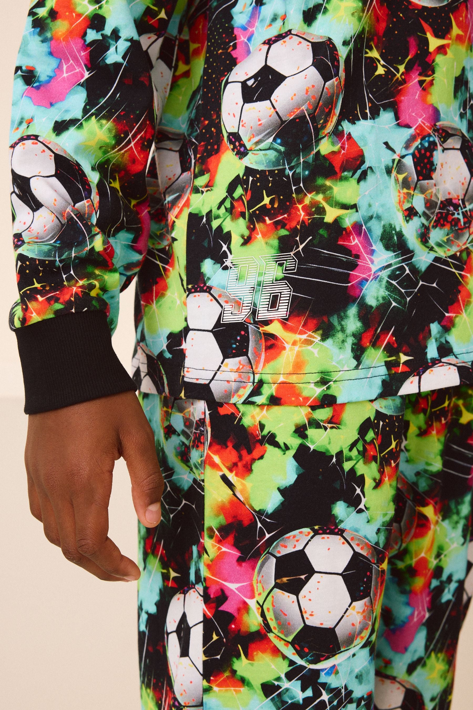 Multi Bright Football Single 100% Cotton Pyjamas (3-16yrs)