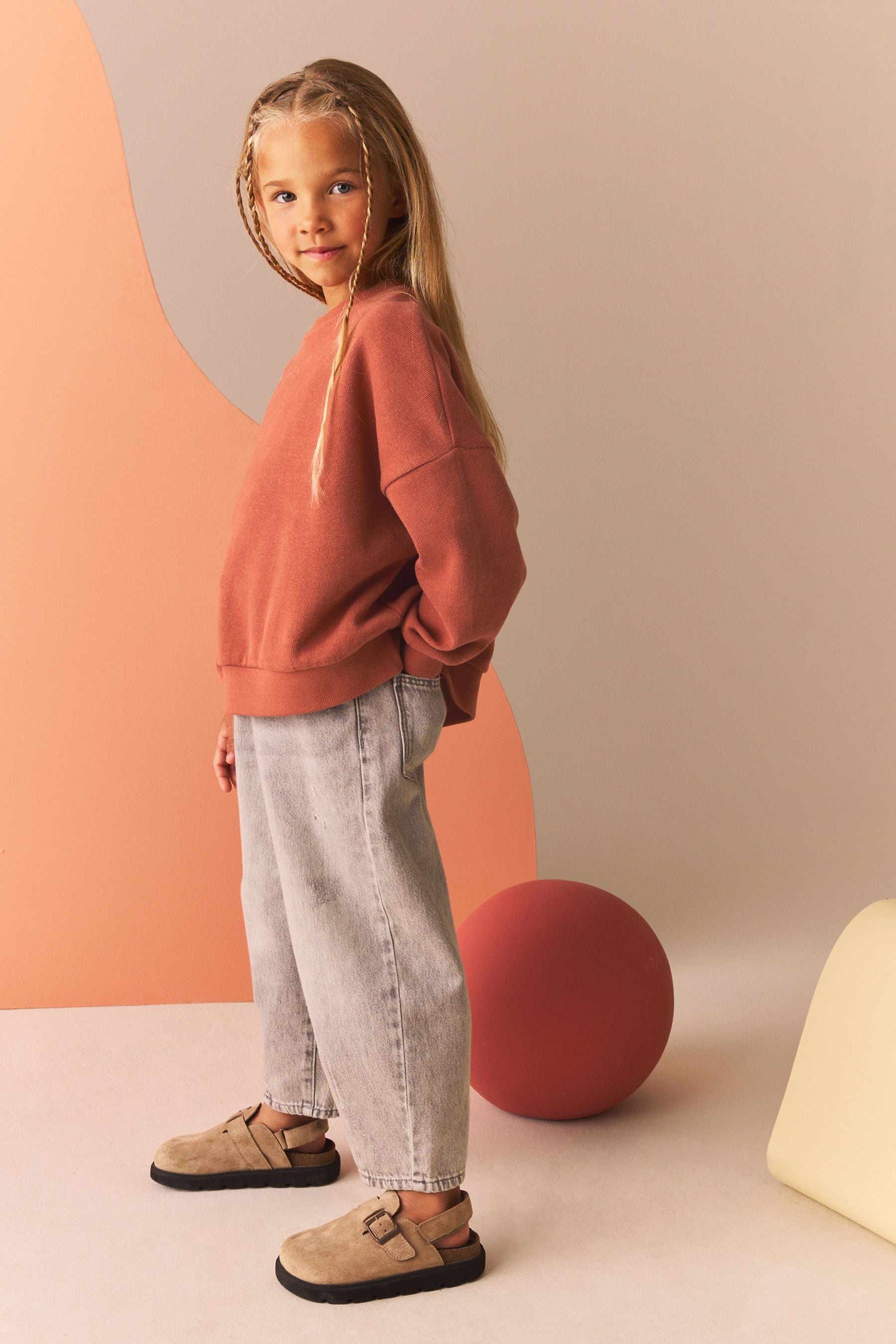 Rust Orange Oversized Cosy Rib Sweat Top (3-16yrs)