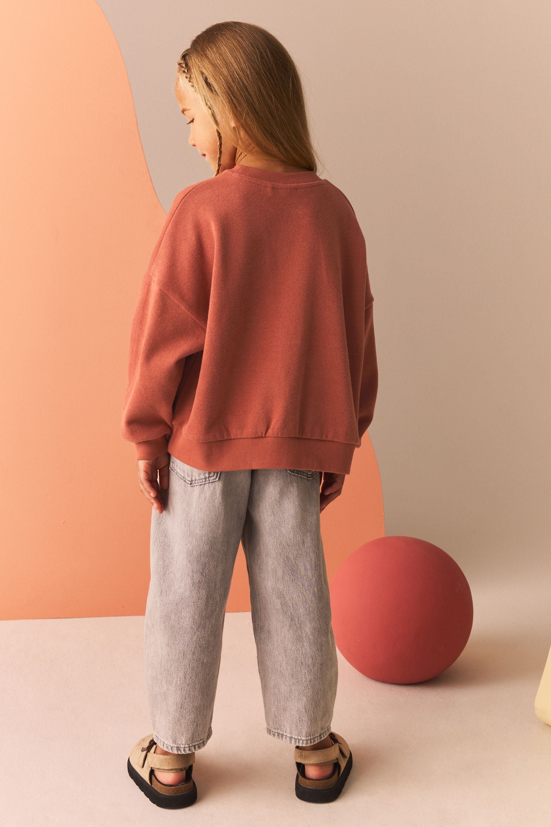 Rust Orange Oversized Cosy Rib Sweat Top (3-16yrs)