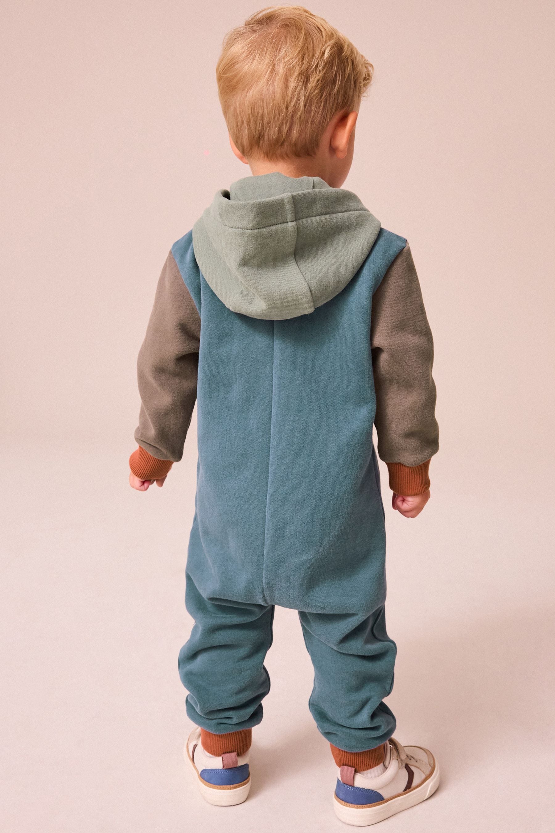 Blue Colourblock Dinosaur Spike All-In-One (3mths-7yrs)