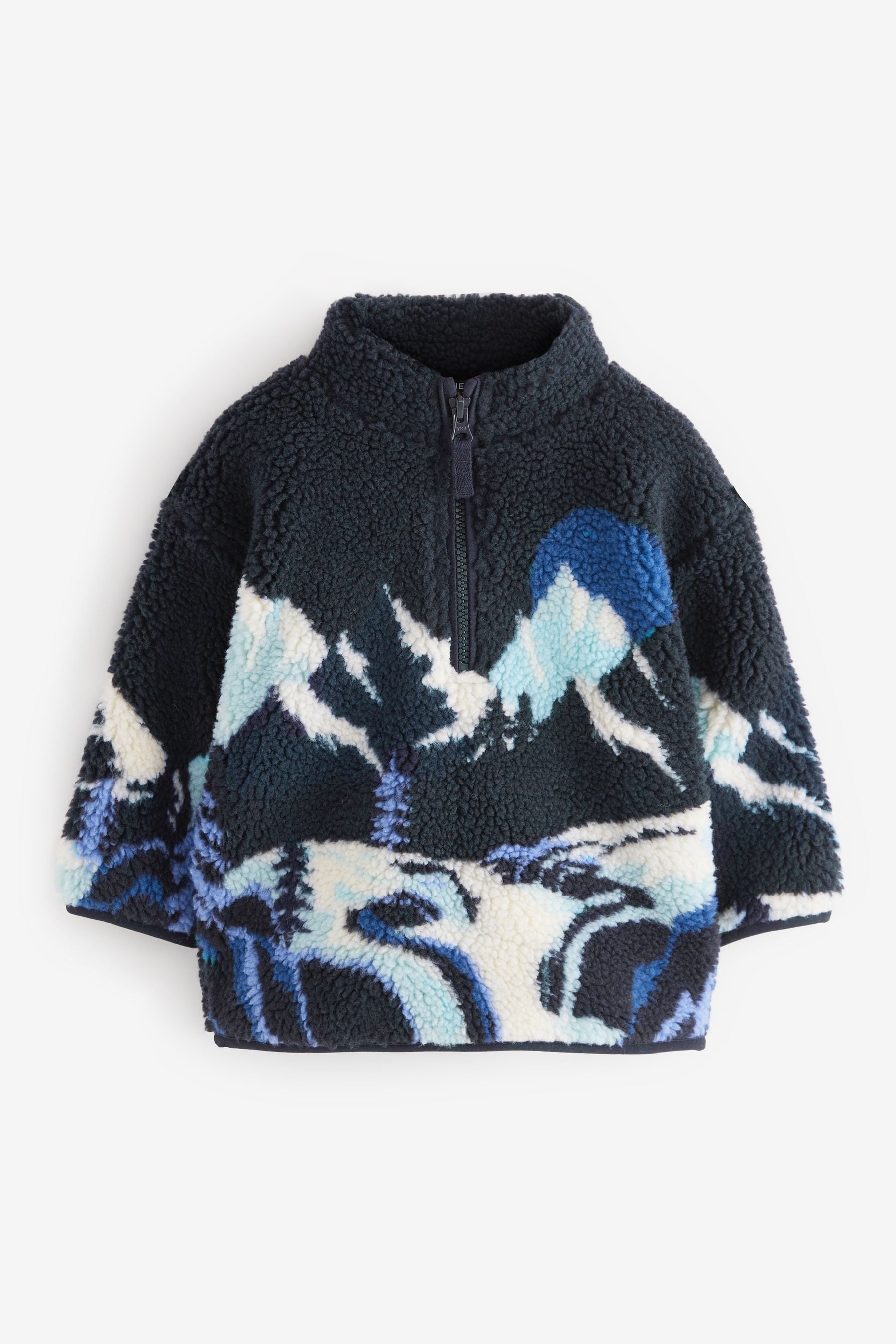 Navy Mountains All Over Print Scene Fleece Zip Through Jacket (3mths-7yrs)