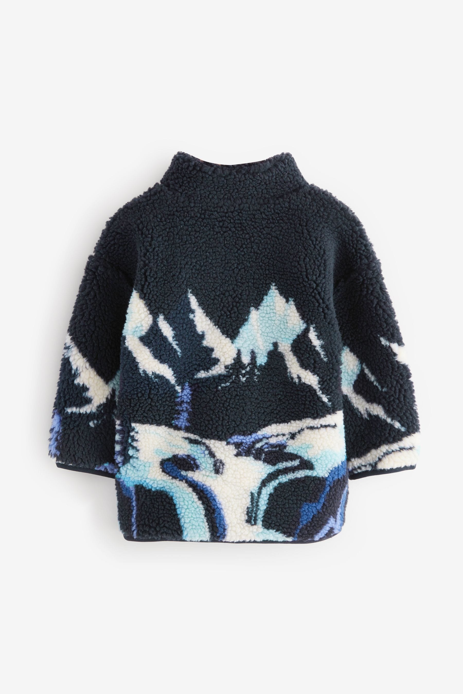 Navy Mountains All Over Print Scene Fleece Zip Through Jacket (3mths-7yrs)