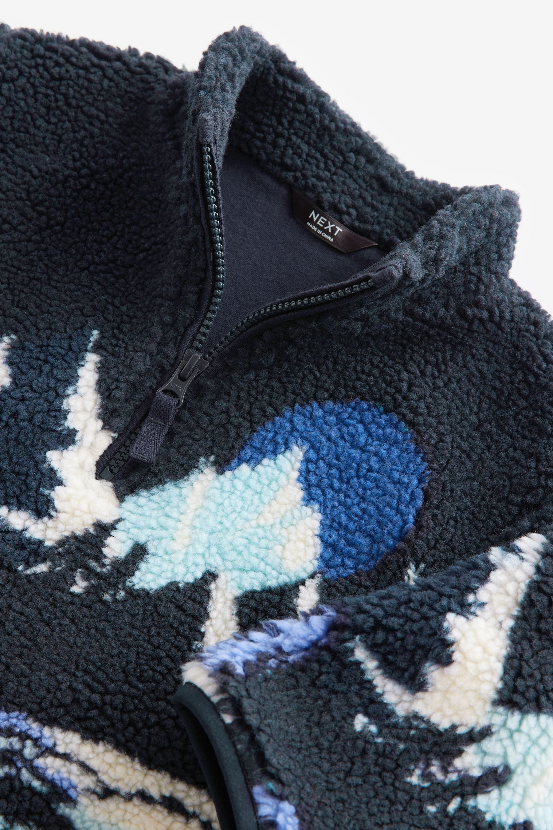 Navy Mountains All Over Print Scene Fleece Zip Through Jacket (3mths-7yrs)