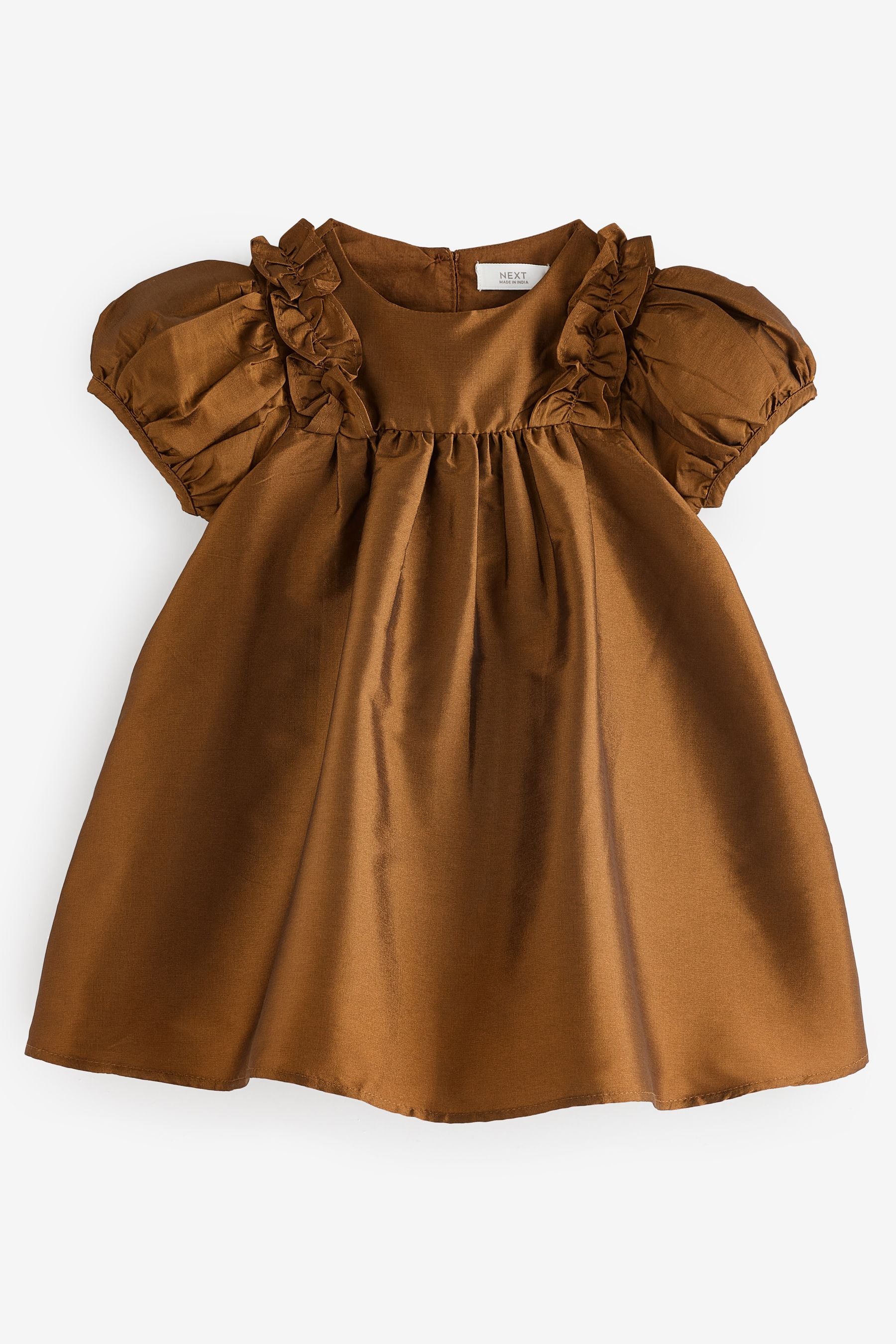 Olive Green Taffeta Ruffle Party Dress (3mths-8yrs)