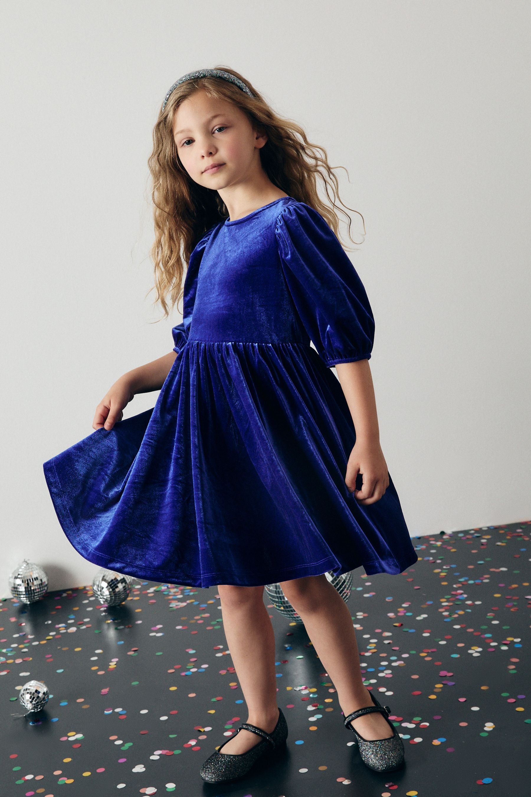 Cobalt Blue Velvet Party Dress (3-16yrs)