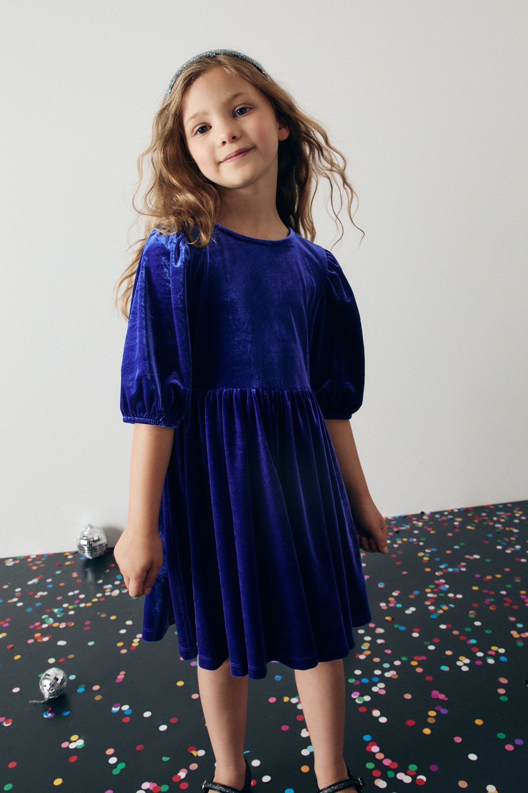 Cobalt Blue Velvet Party Dress (3-16yrs)