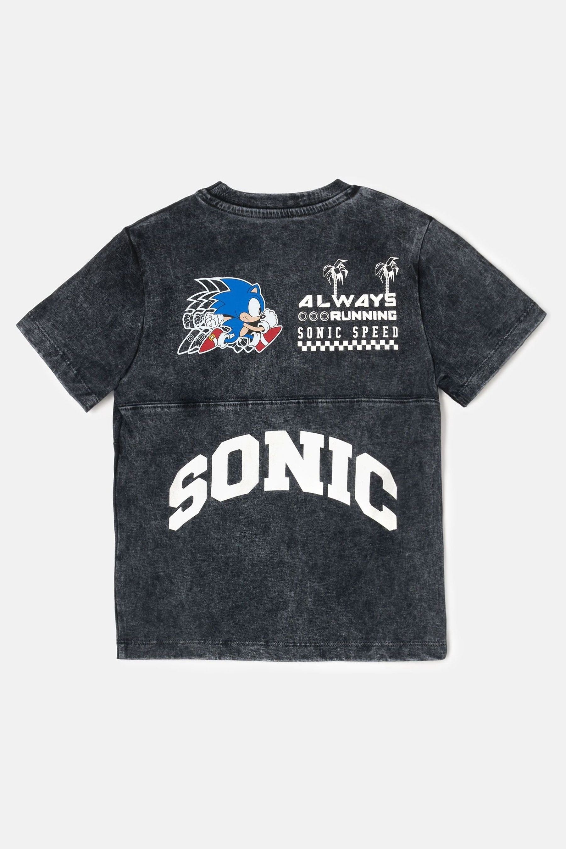 Angel & Rocket Black 100% Cotton Sonic Seam Detail Printed T-Shirt