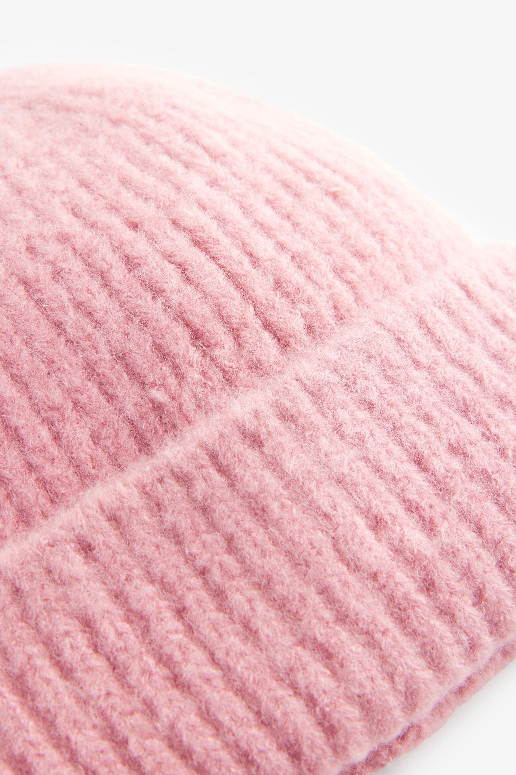 Blush Pink Chunky Rib Beanie Hat (1-16yrs)