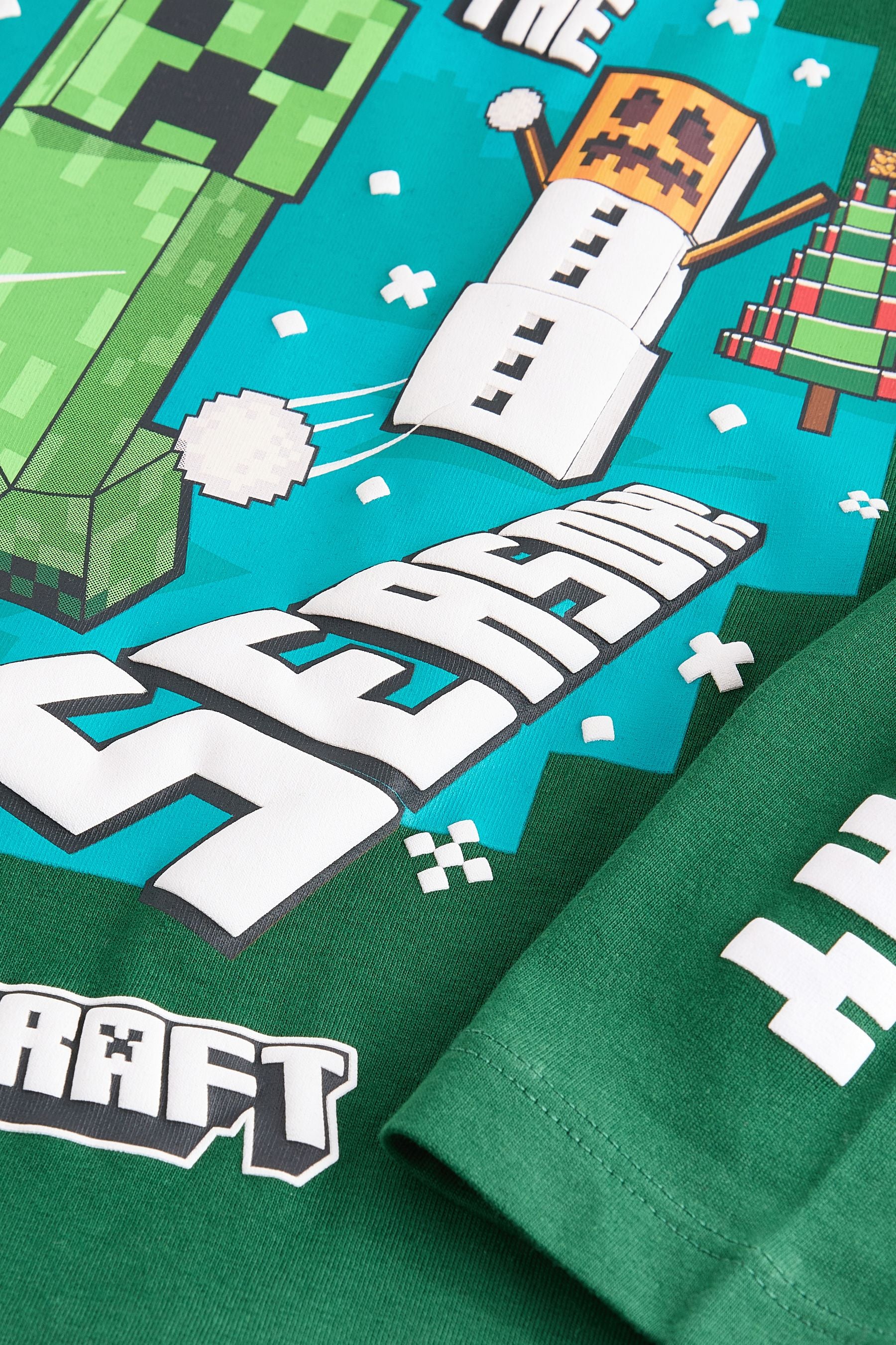 Green Licensed Minecraft Long Sleeve 100% Cotton T-Shirt (3-16yrs)