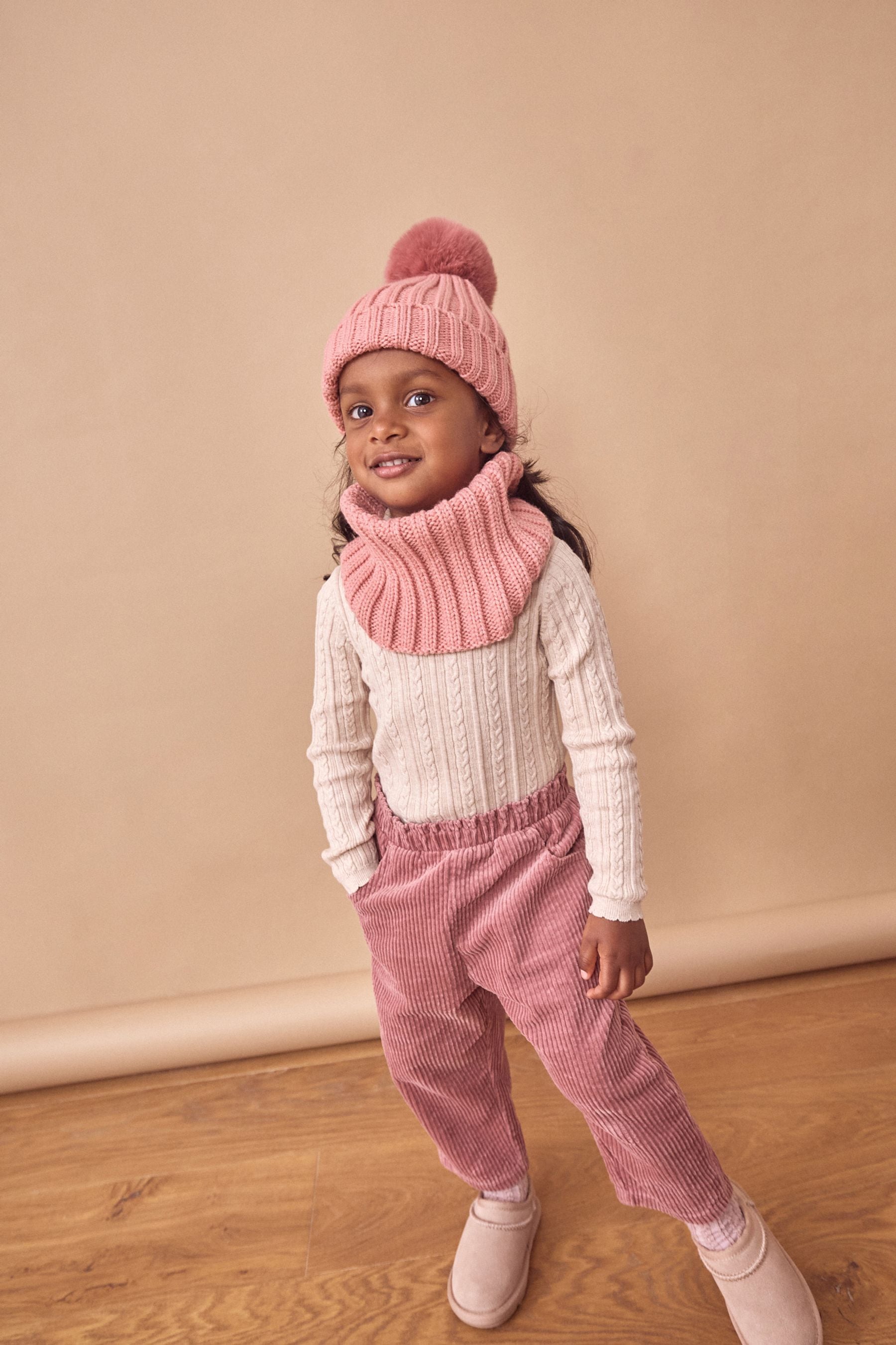 Pink Ribbed Knitted Snood (1-16yrs)