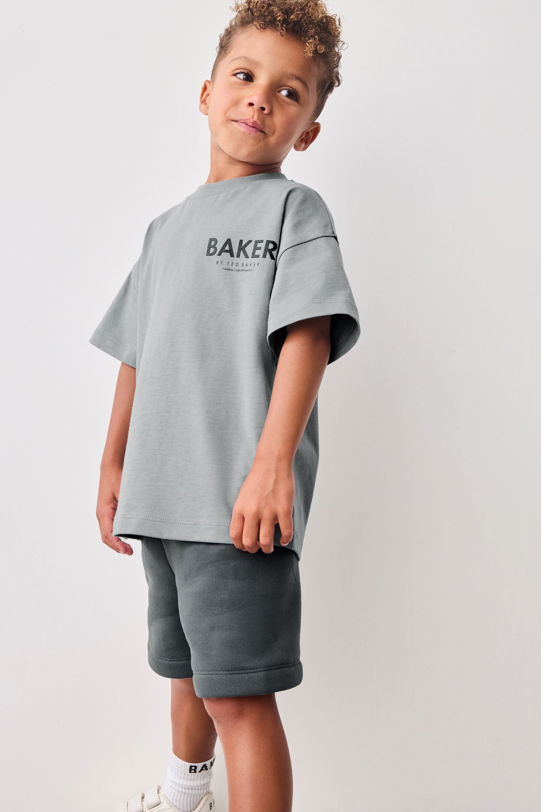 Grey Baker by Ted Baker Oversized T-Shirt and Sweat Shorts Set