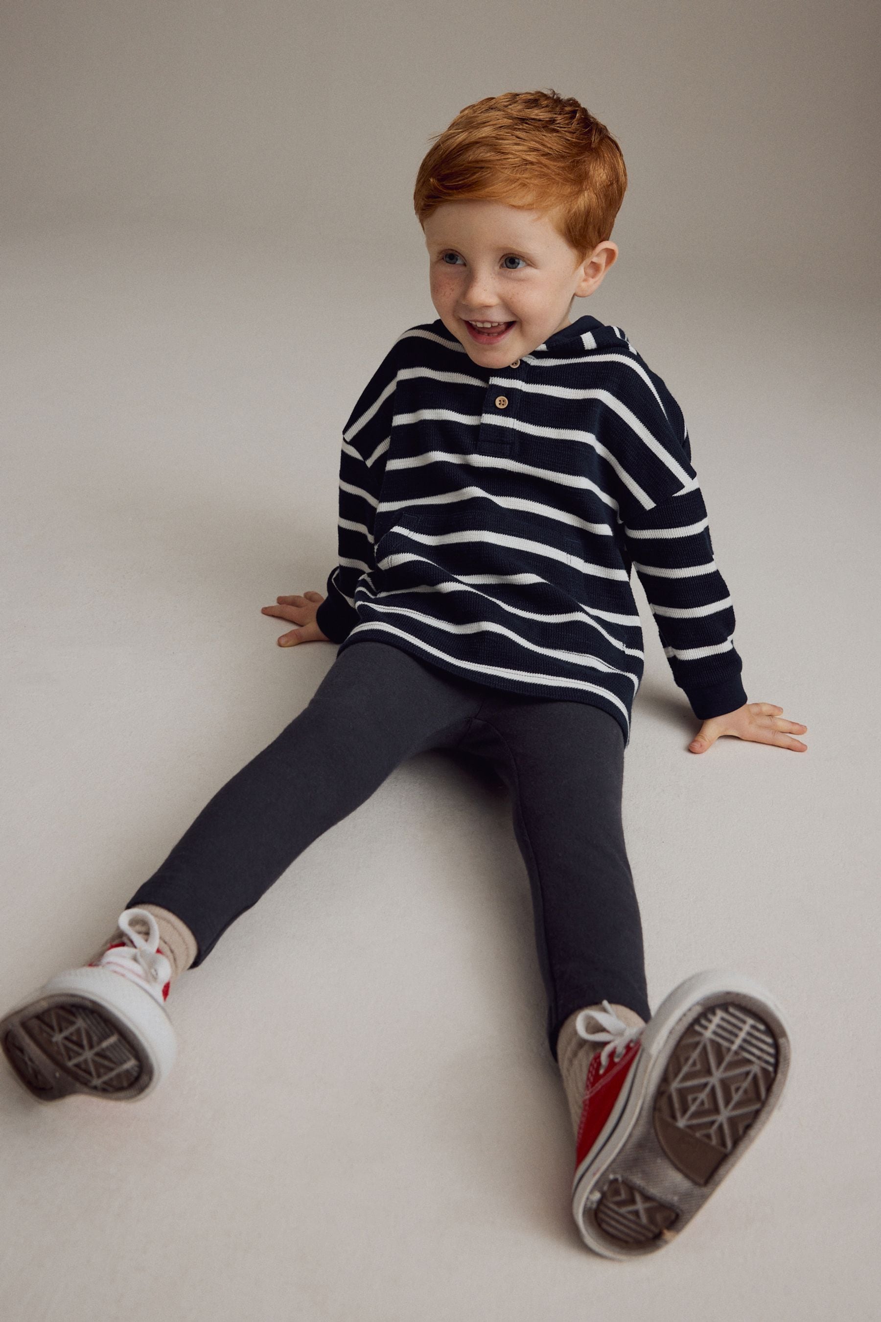 Navy/White Stripe Long Sleeve 100% Cotton Hoodie and Leggings Set (3mths-7yrs)